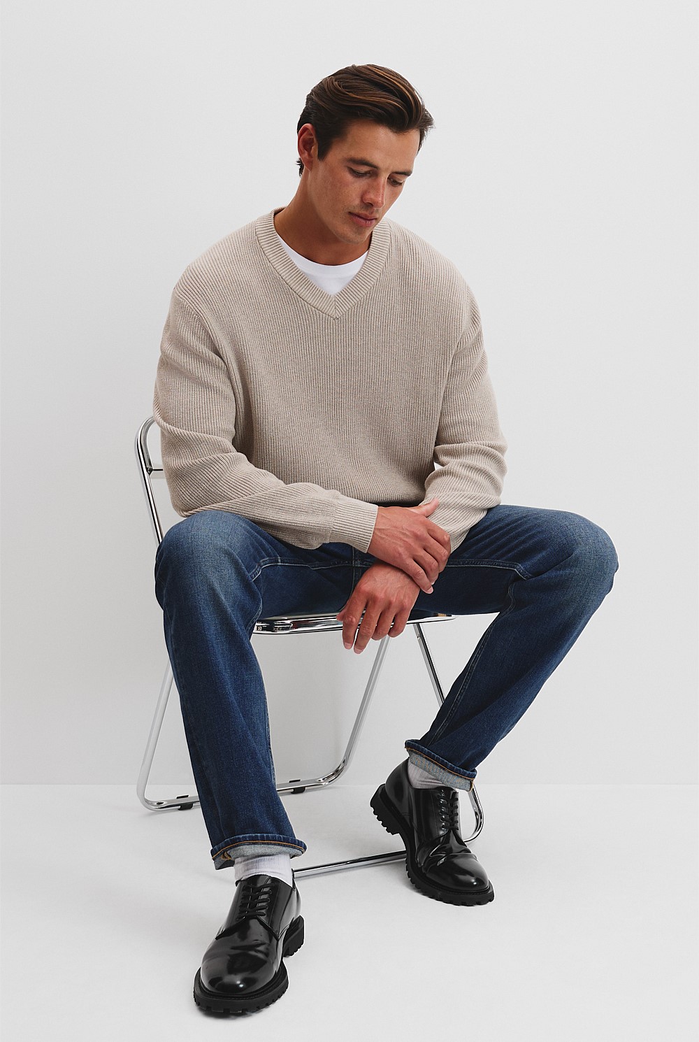 Australian Cotton V-Neck Knit