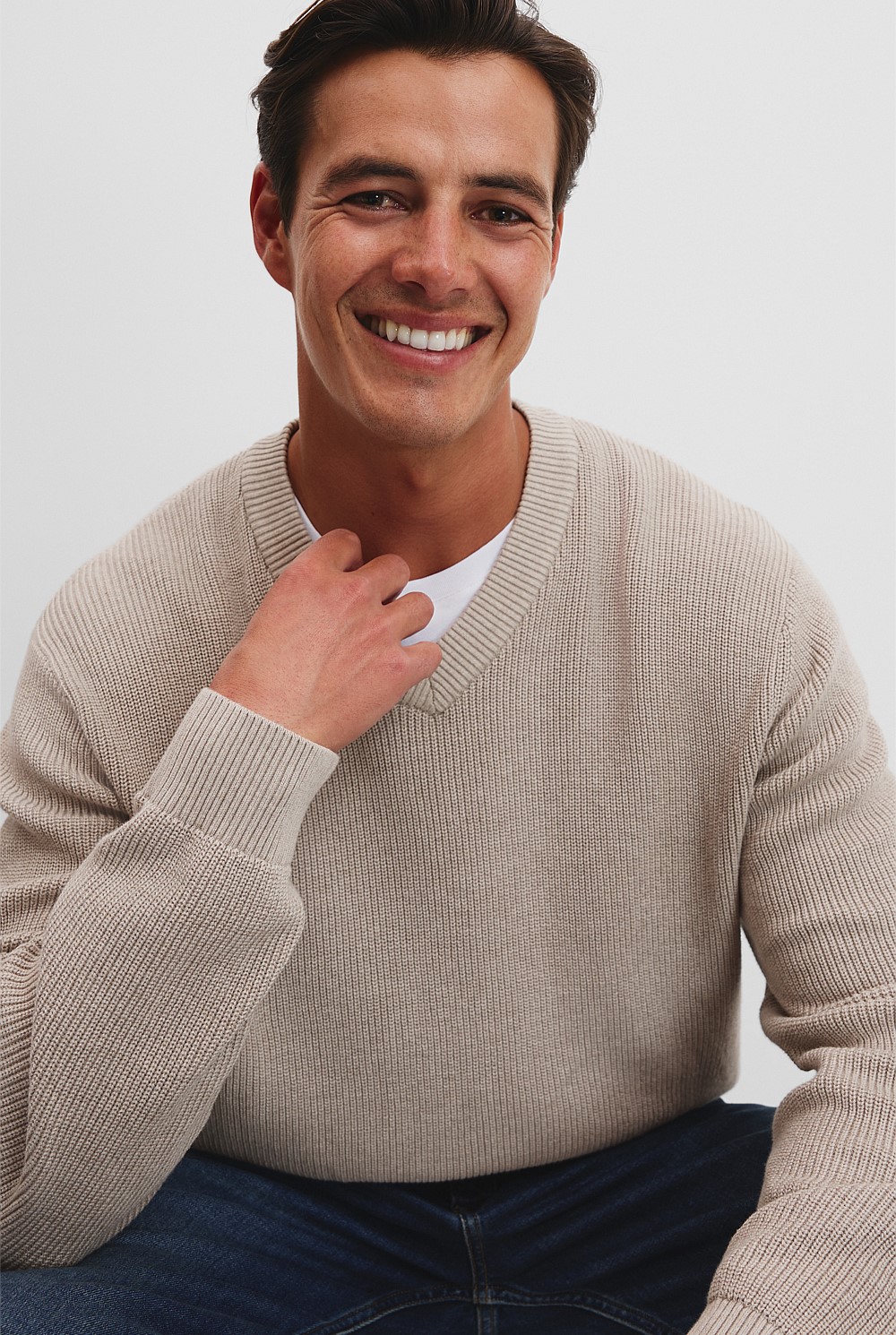 Australian Cotton V-Neck Knit