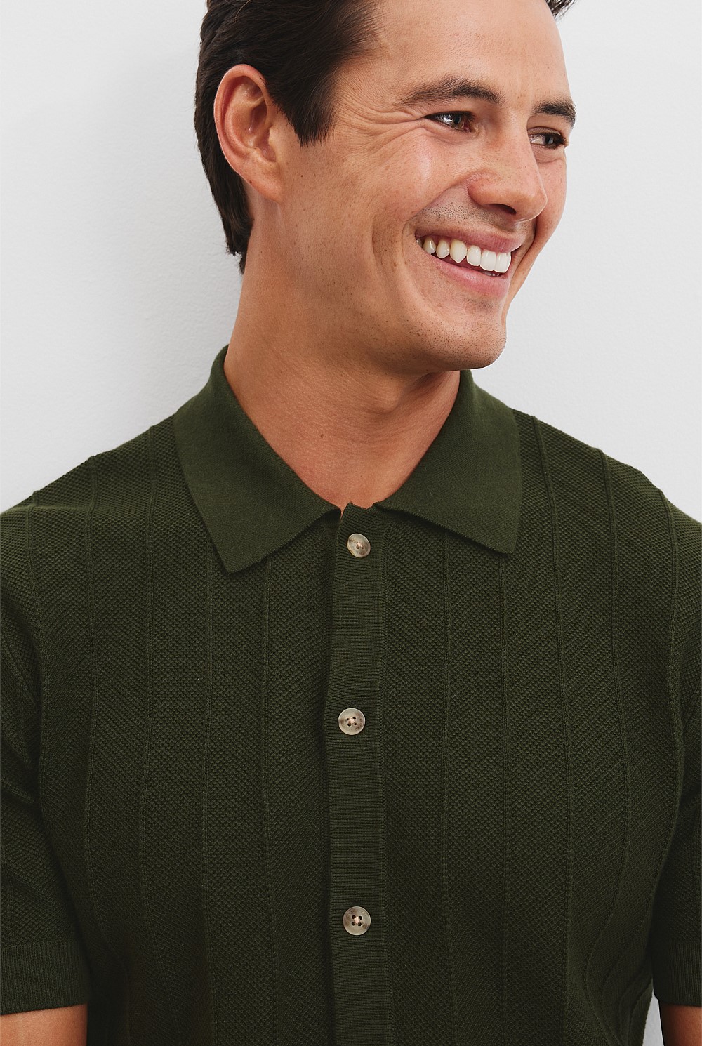 Cotton Silk Cashmere Stripe Knit Shirt