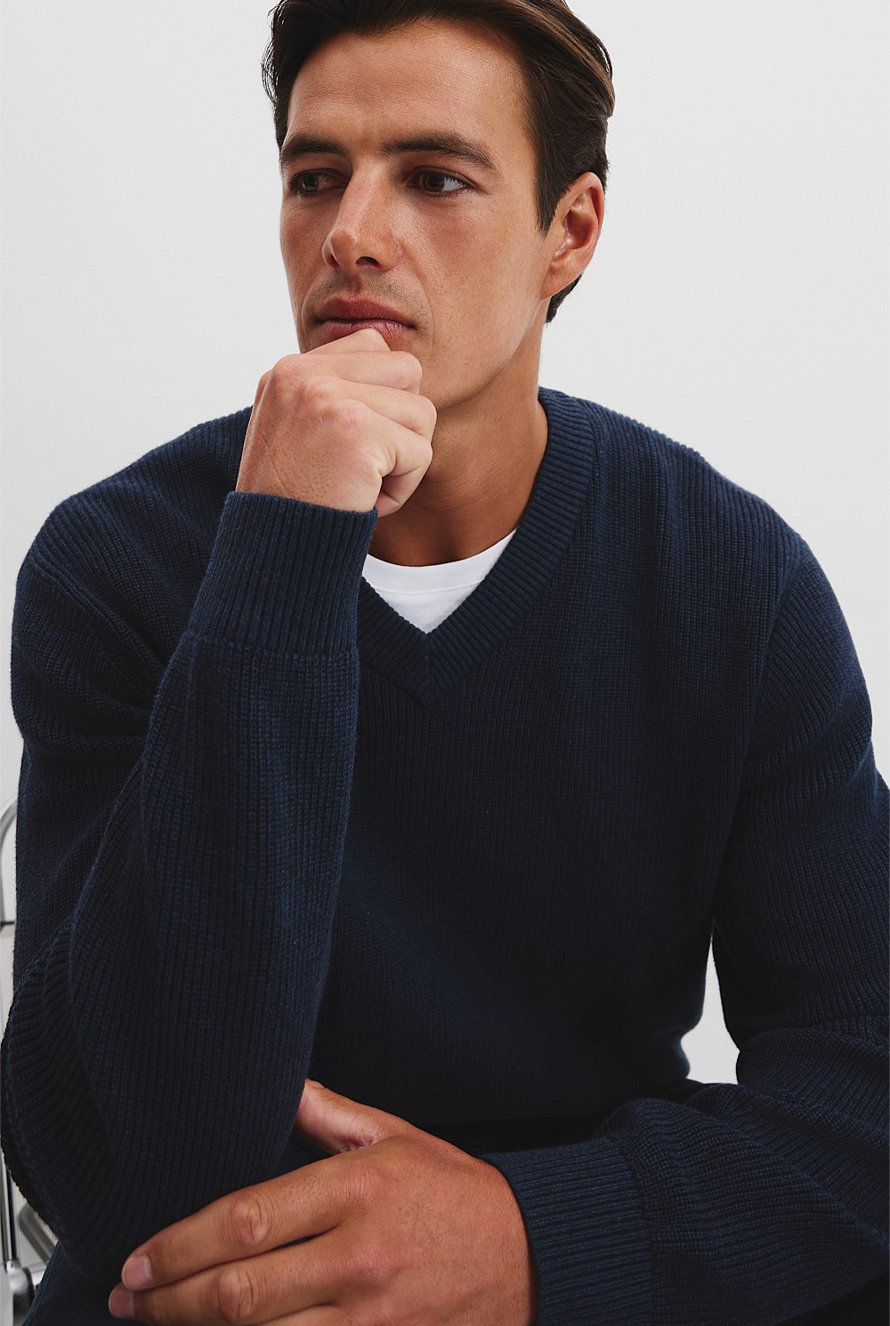 Australian Cotton V-Neck Knit
