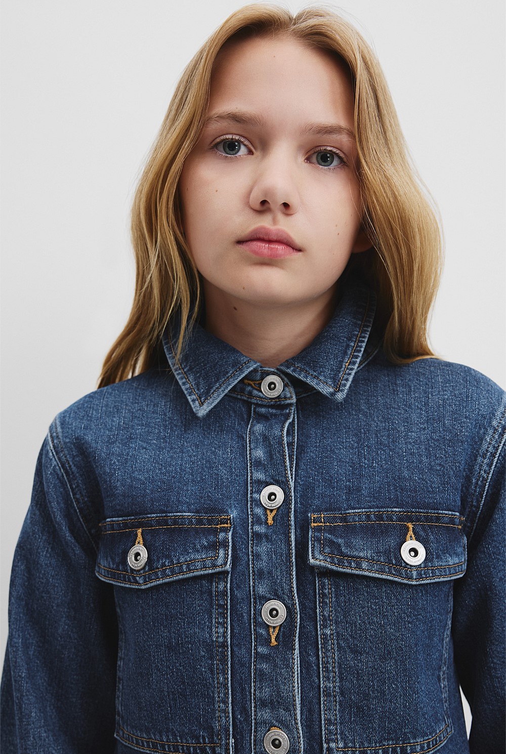 Teen Long Sleeve Denim Dress