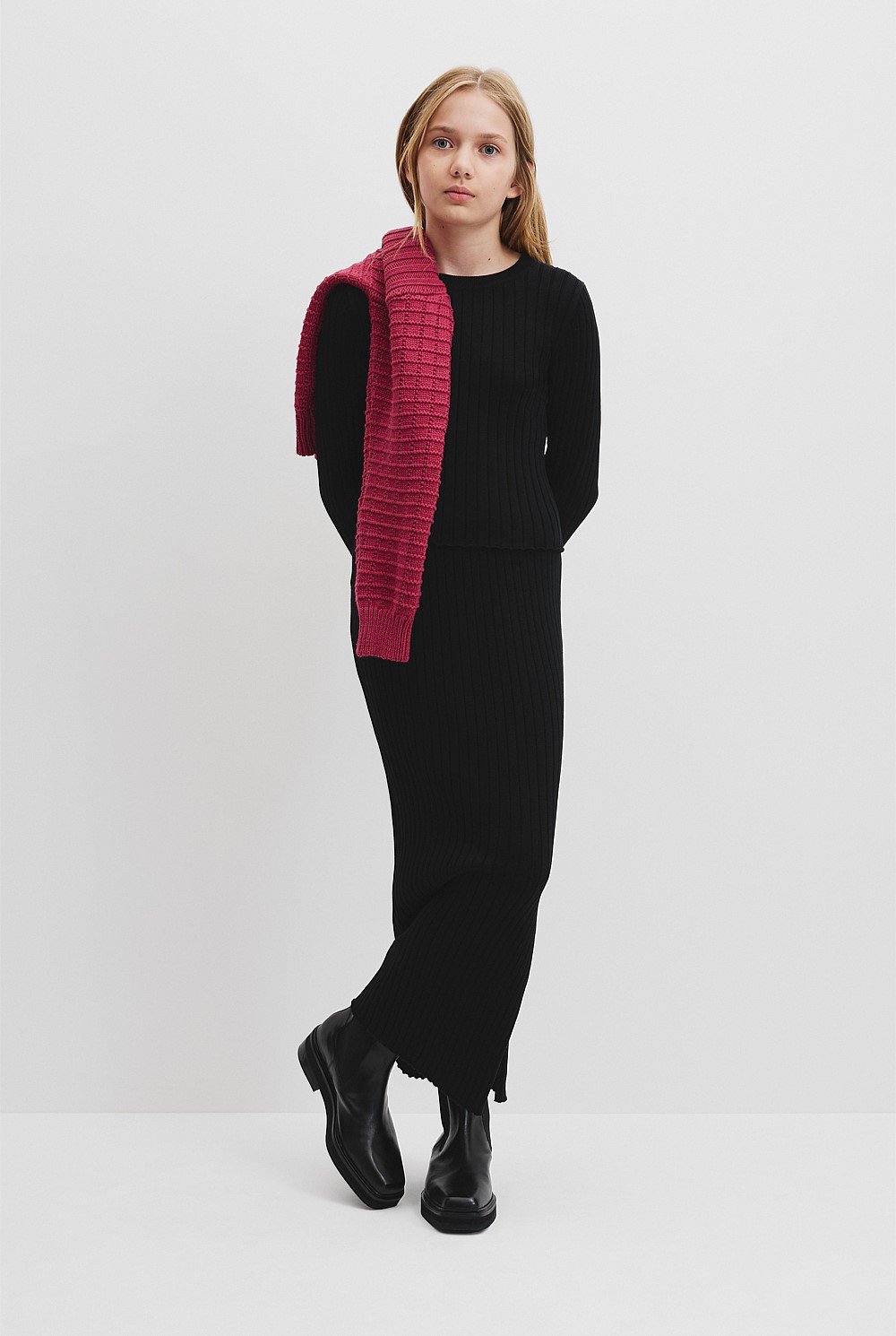 Teen Organically Grown Cotton Rib Knit Long Sleeve Top