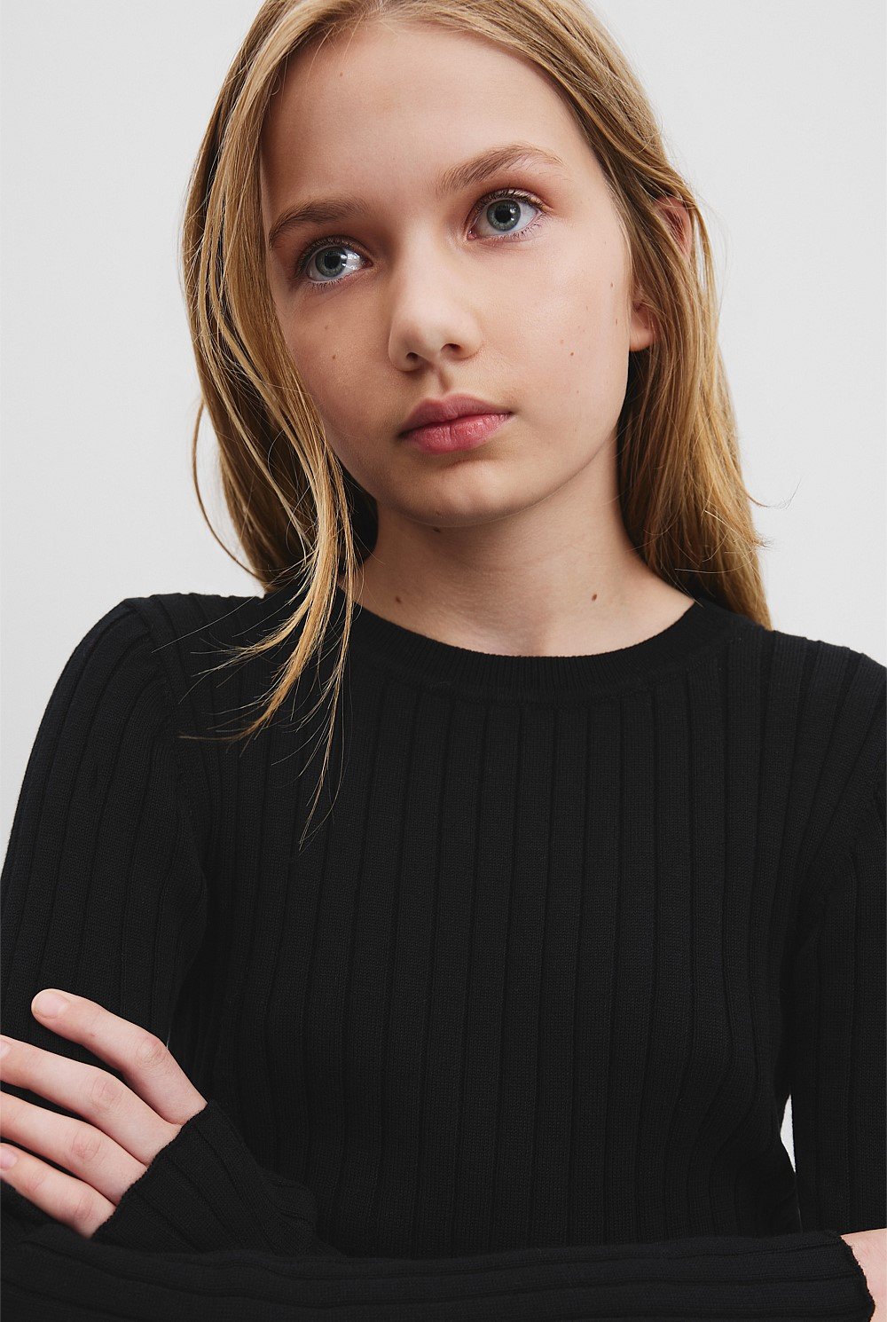 Teen Organically Grown Cotton Rib Knit Long Sleeve Top
