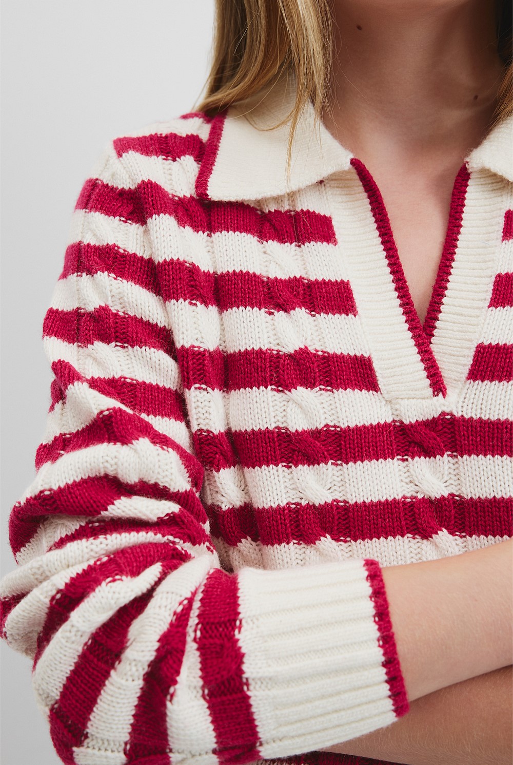 Teen Cable Polo Knit