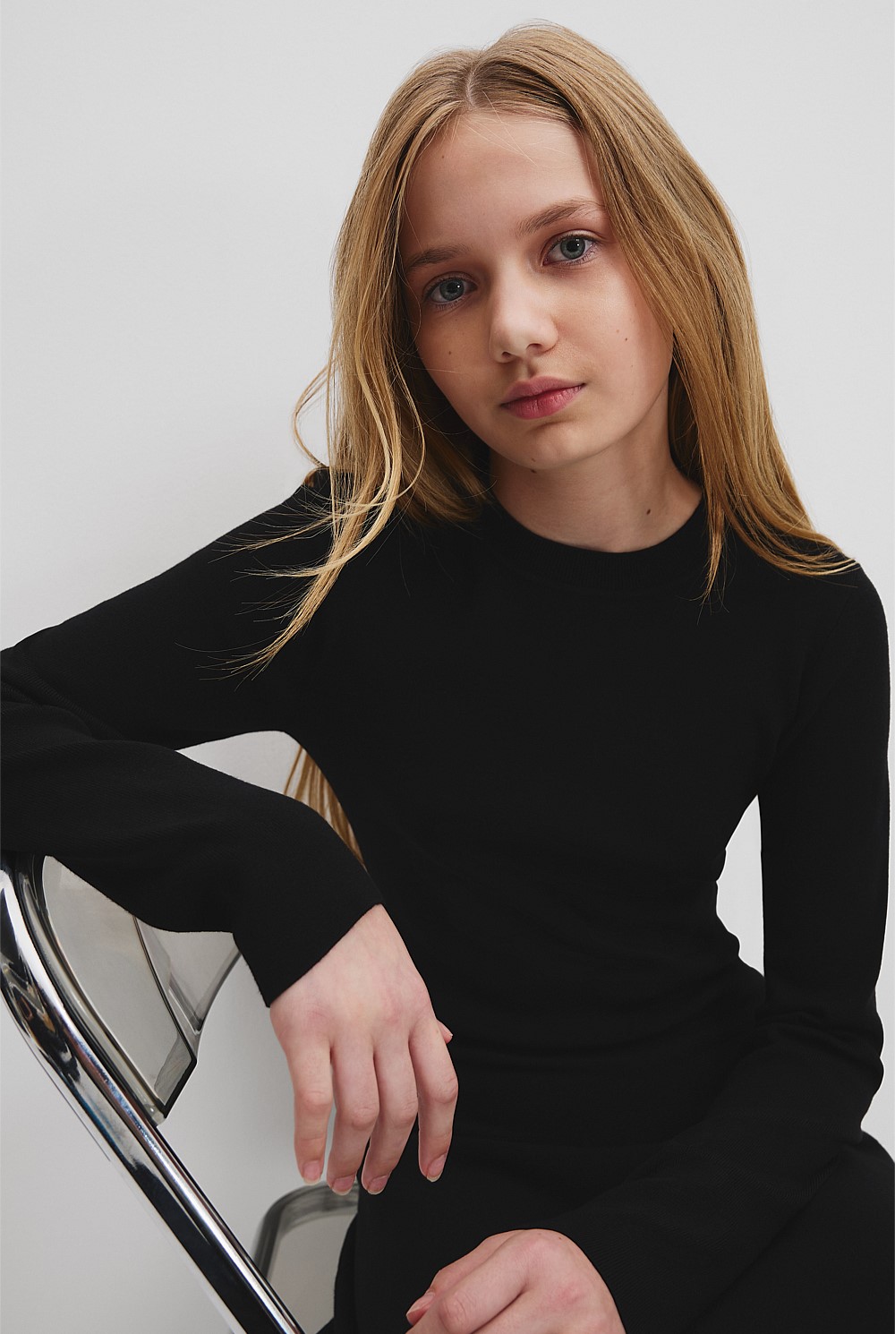 Teen Crew Neck Knit Dress
