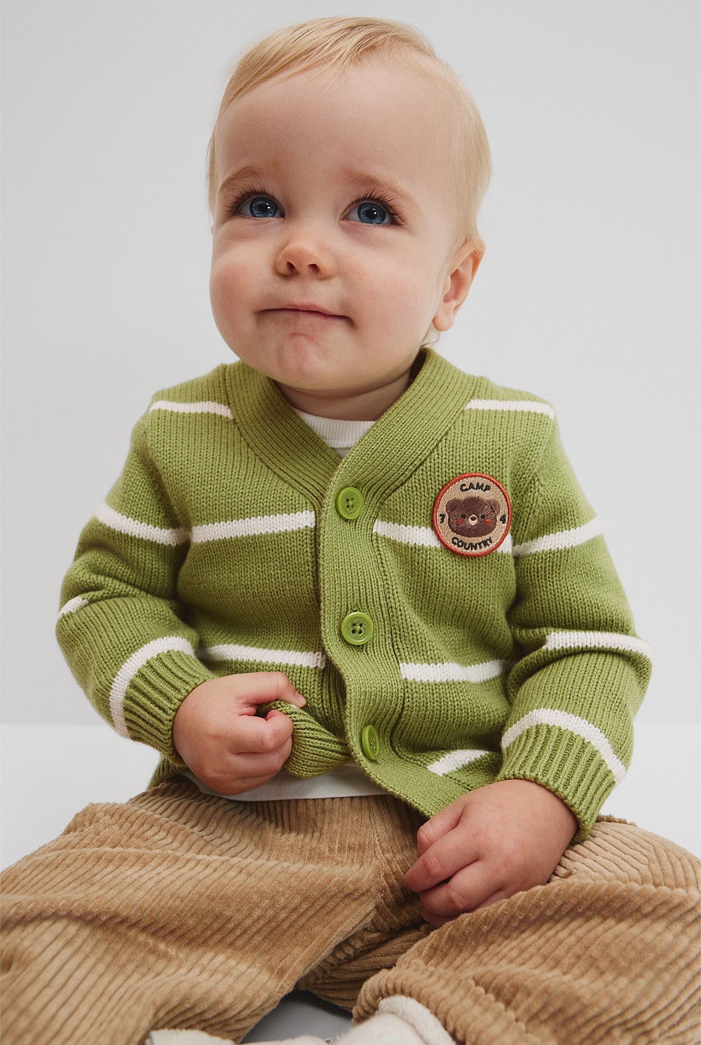 Organically Grown Cotton Blend Striped Cardigan