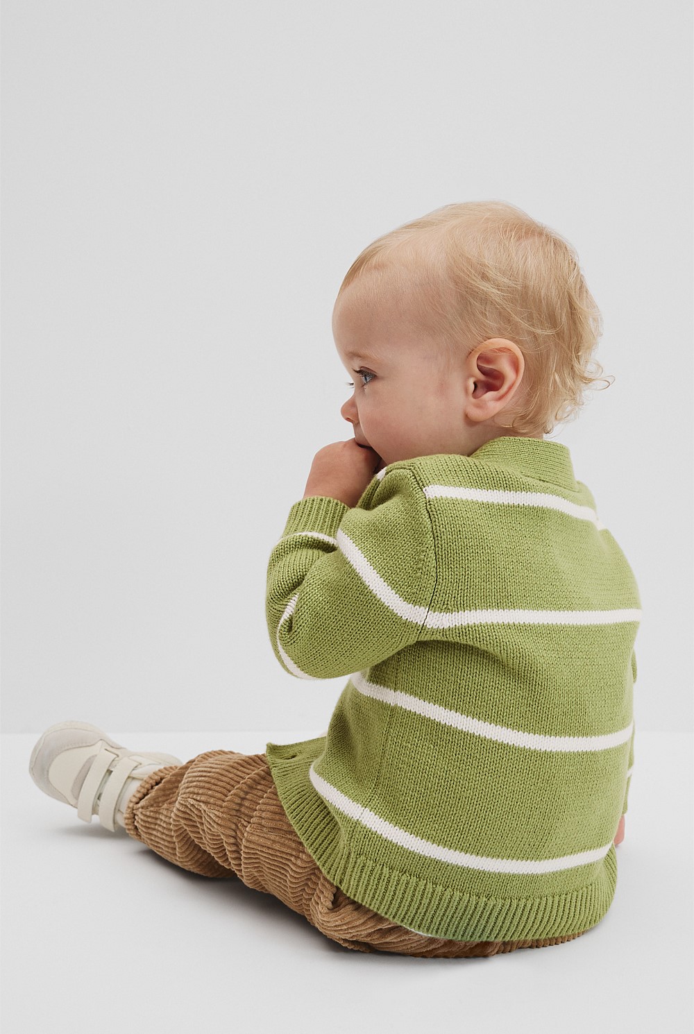 Organically Grown Cotton Blend Striped Cardigan