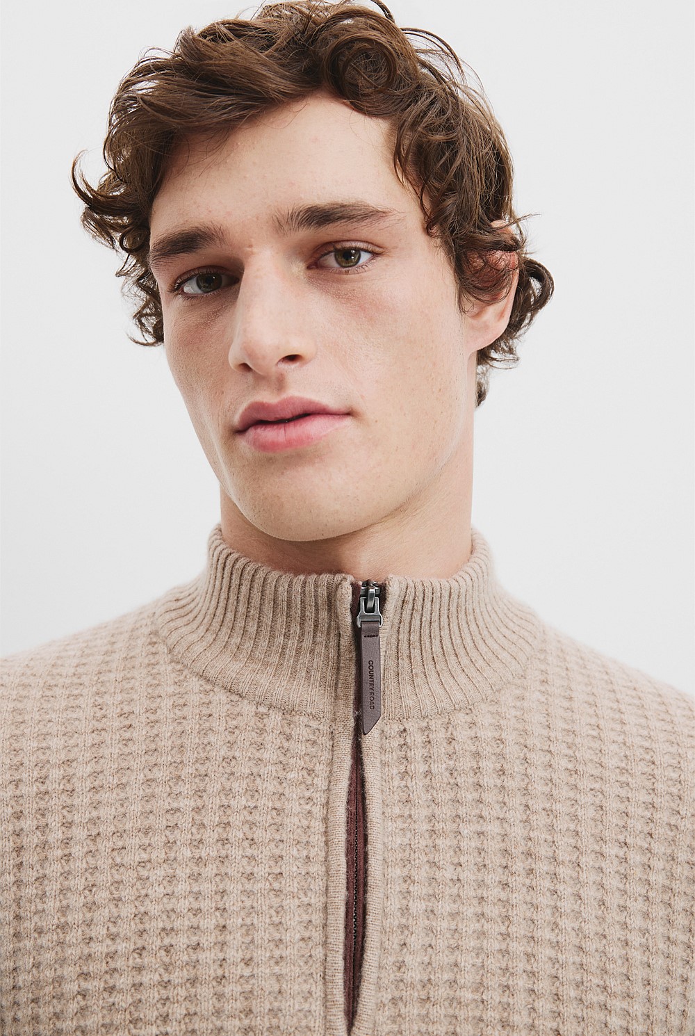 Textured Wool Half Zip Knit
