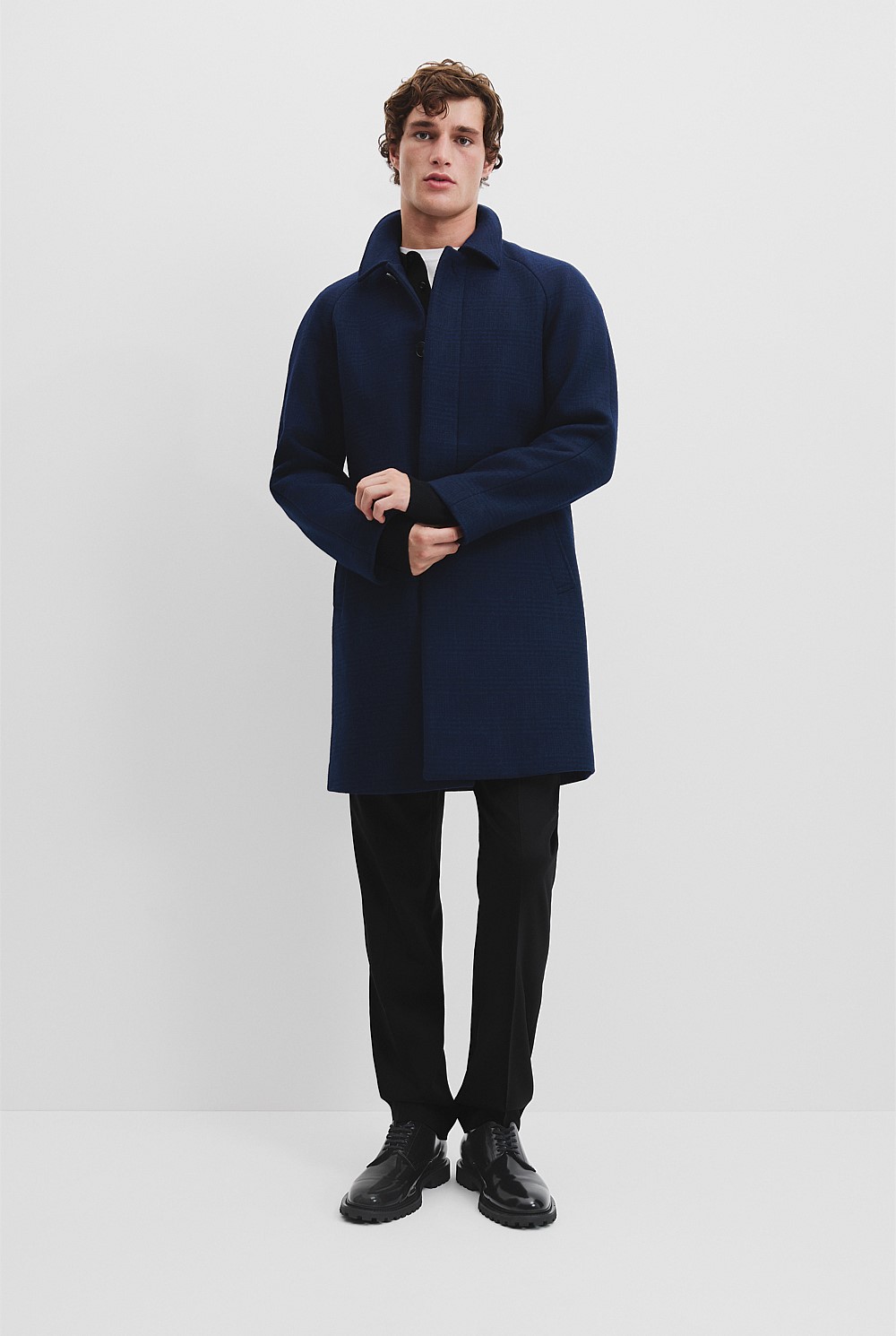 Recycled Wool Blend Raglan Coat