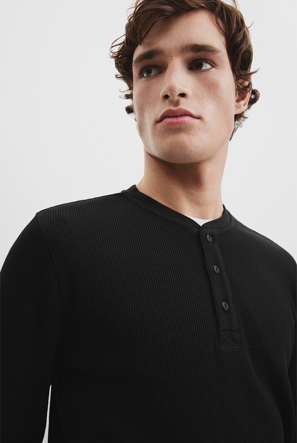 Australian Cotton Blend Waffle Henley