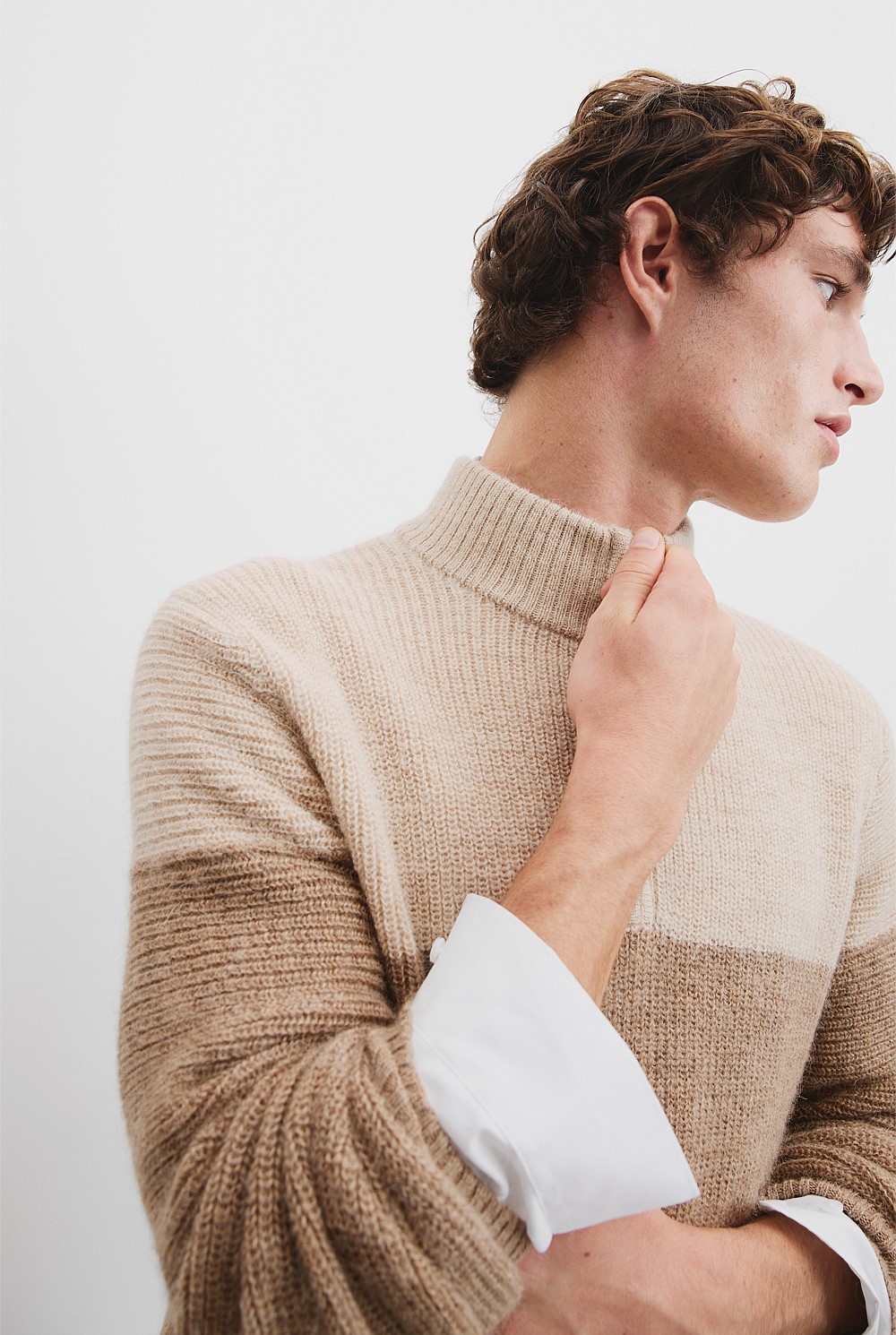 Alpaca Wool Blend Half Zip Neck Knit