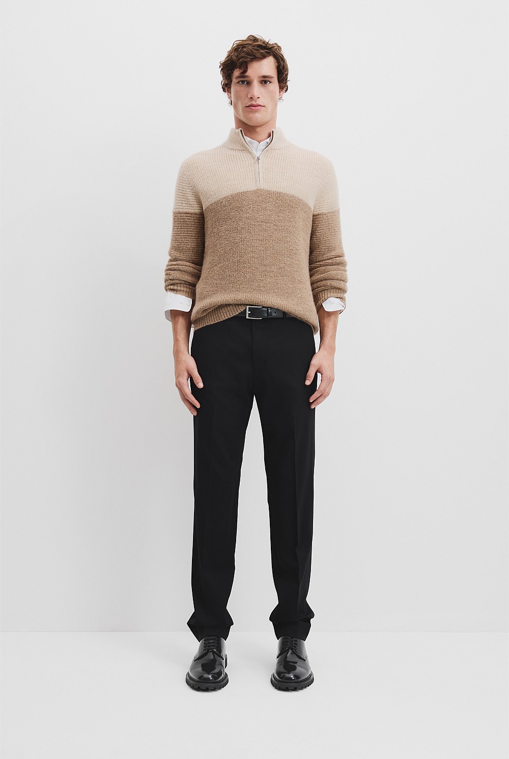 Alpaca Wool Blend Half Zip Neck Knit