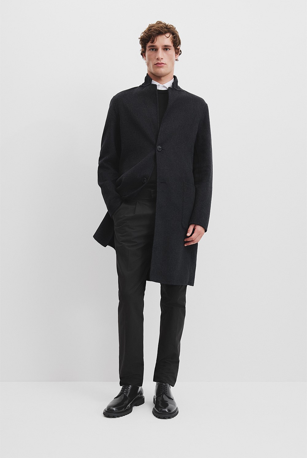Recycled Wool Blend Double Faced Coat