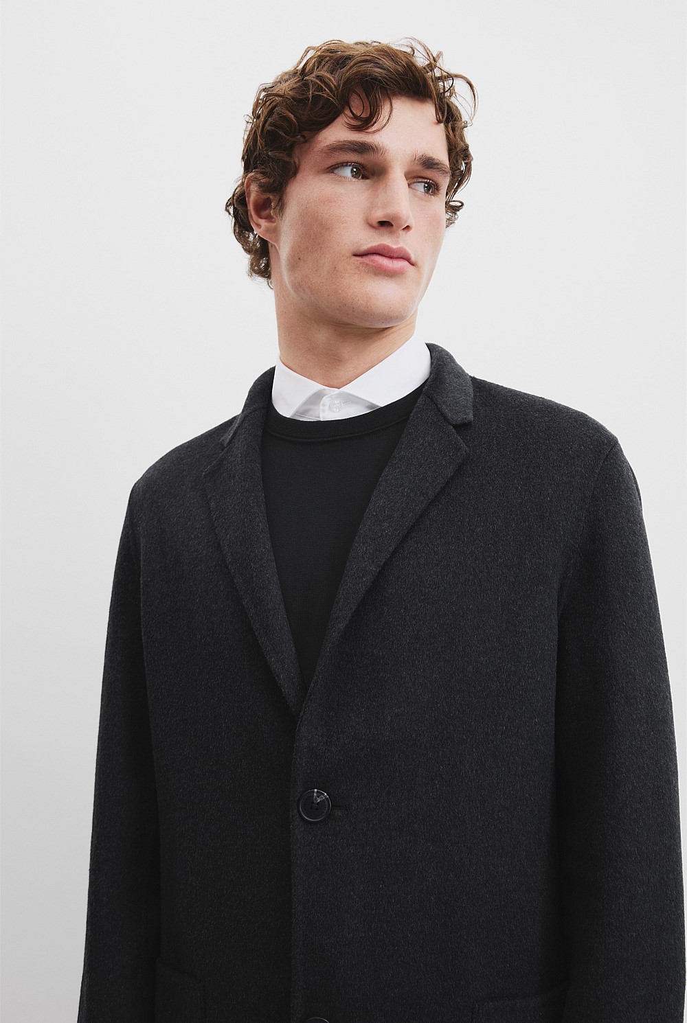 Recycled Wool Blend Double Faced Coat