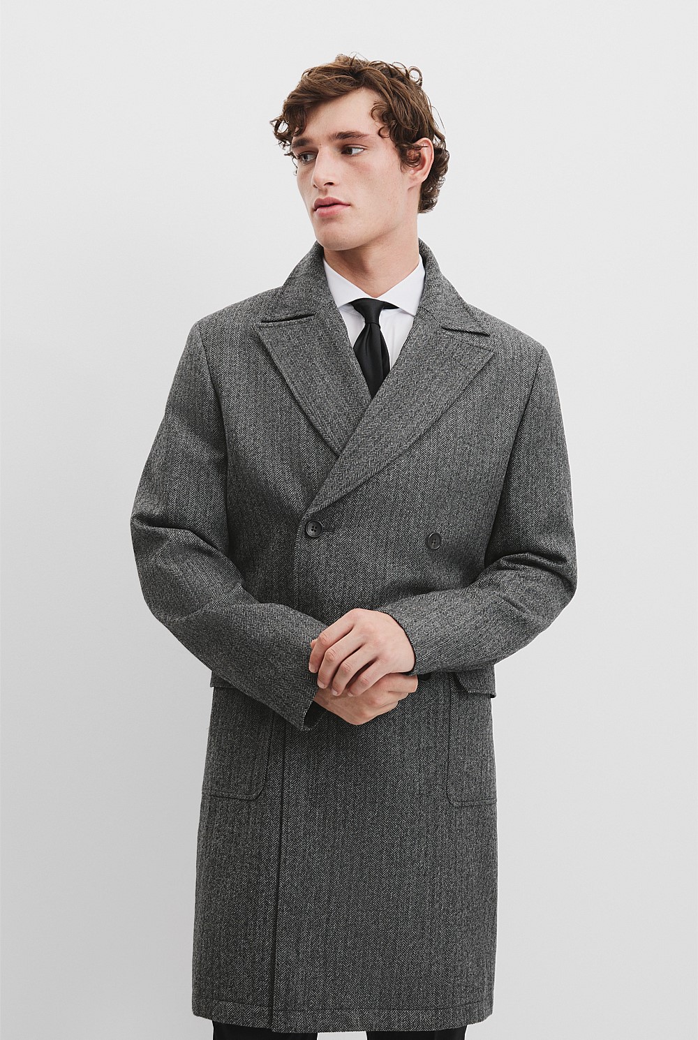Herringbone Wool Overcoat