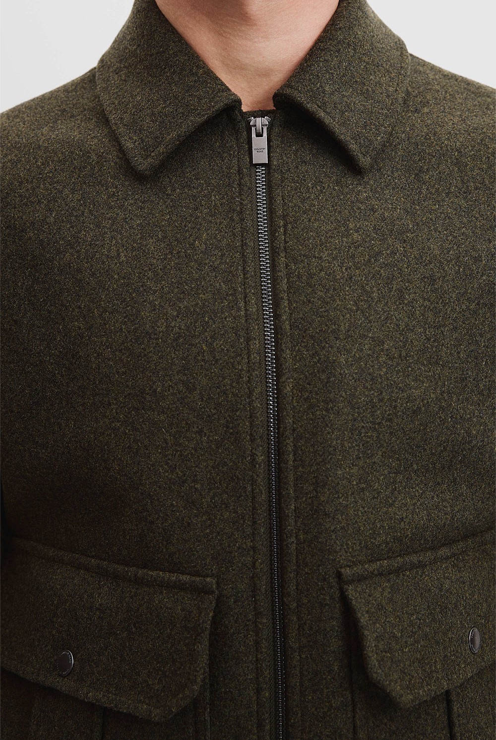 Recycled Wool Blend Zip Through Jacket