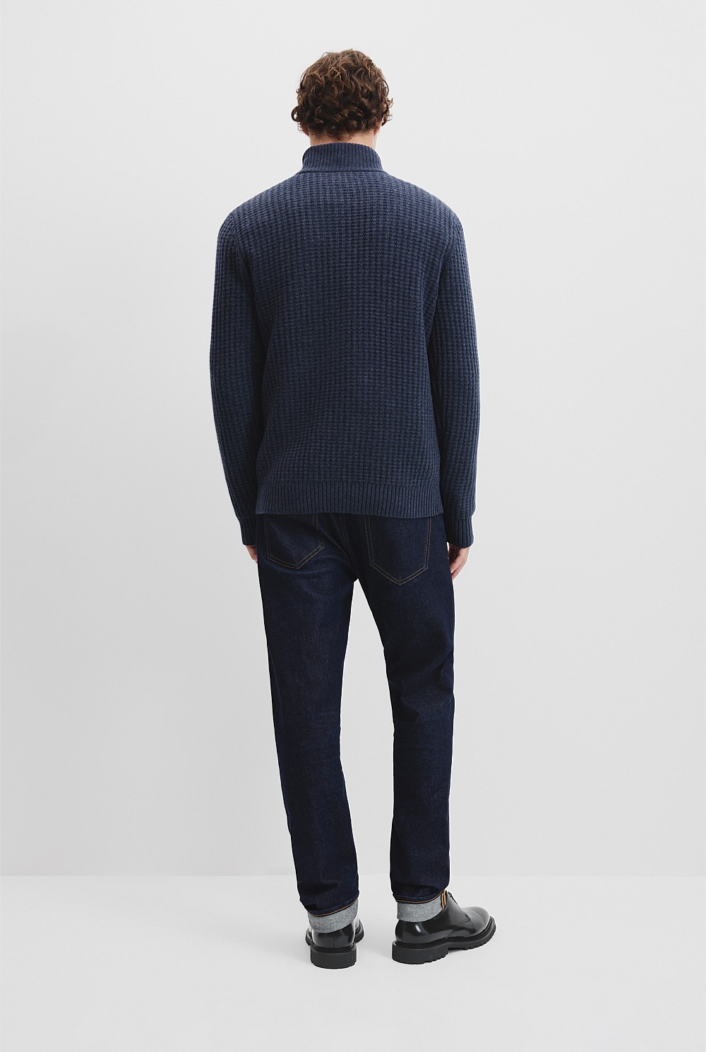 Textured Wool Half Zip Knit