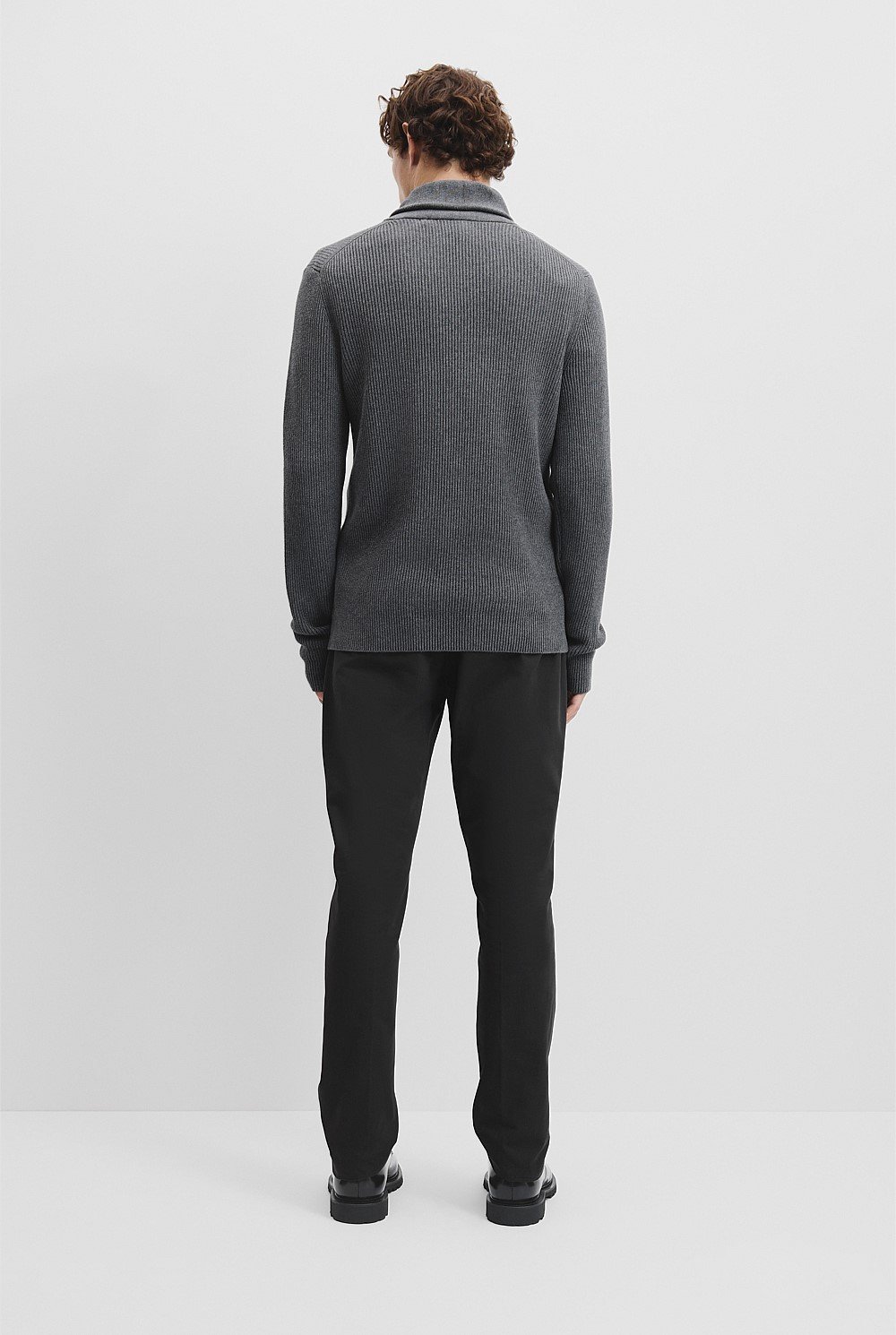 Australian Cotton Blend Wool Shawl Neck Knit