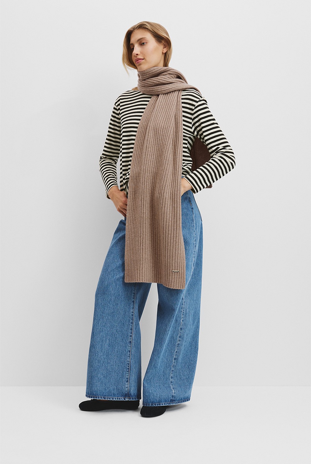Wool Cash Rib Scarf