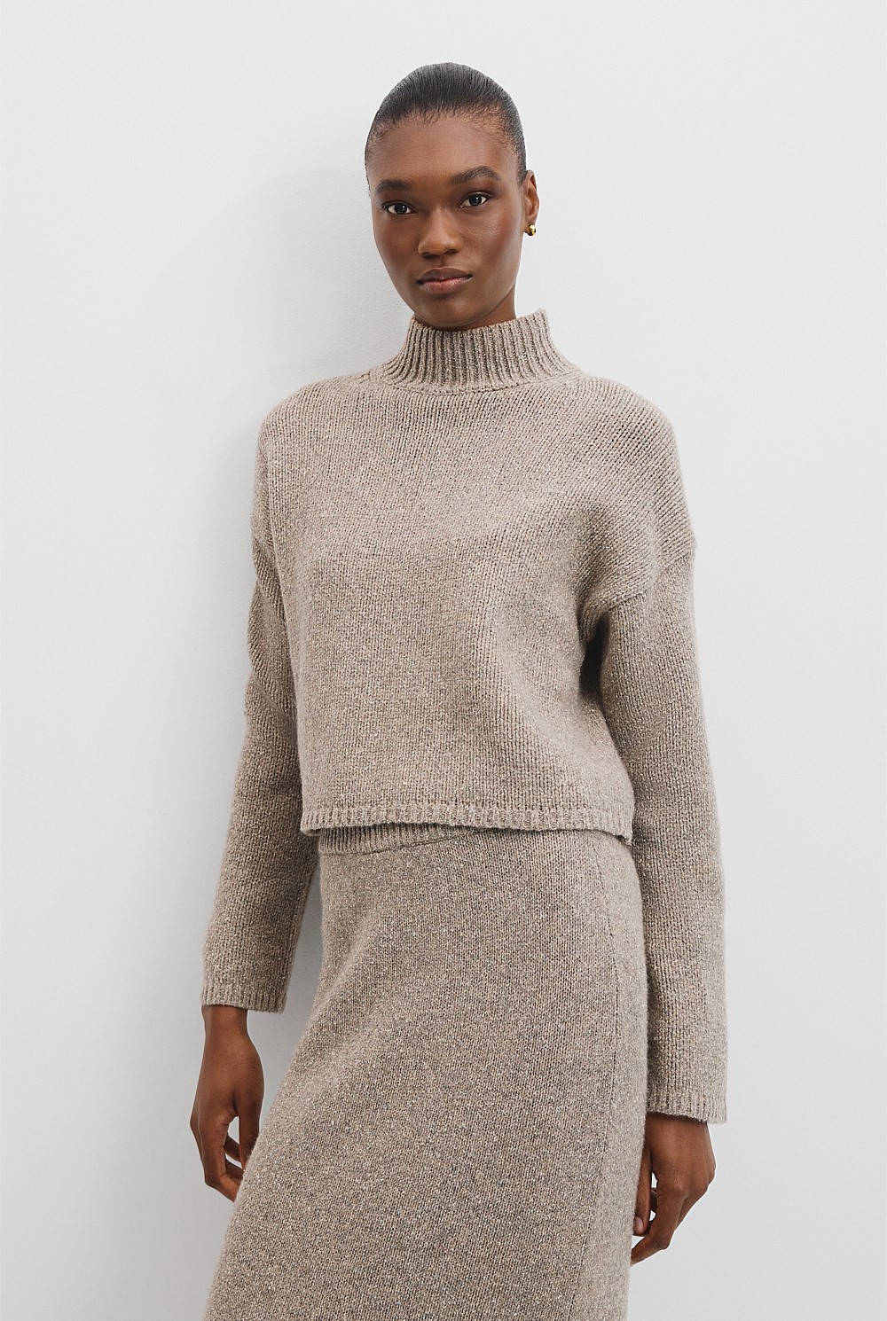 Melange Knit Mock Knit
