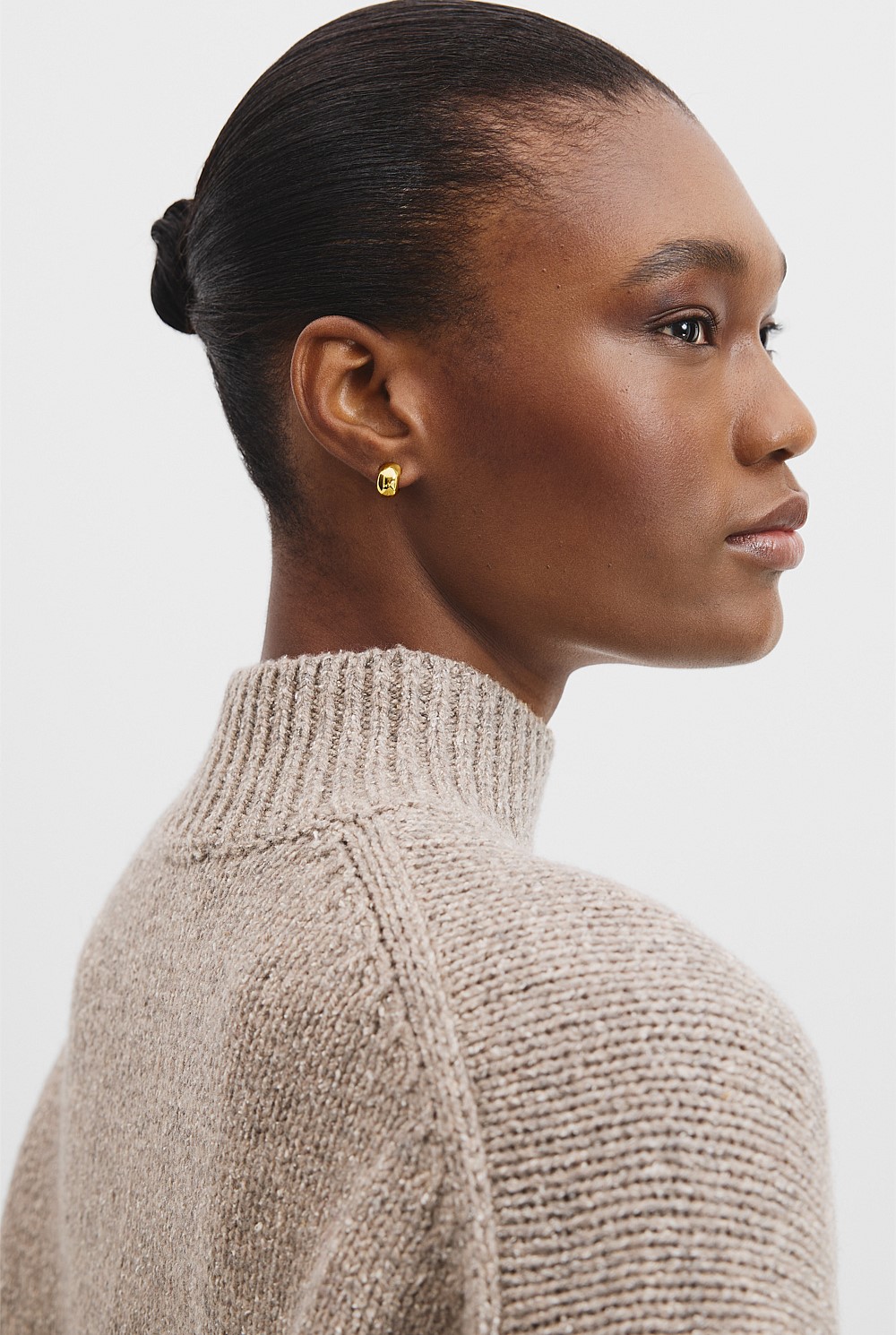 Melange Knit Mock Knit