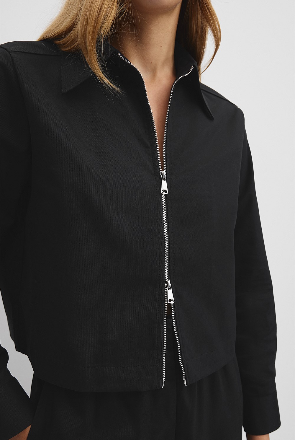 Zip-Through Crop Shirt