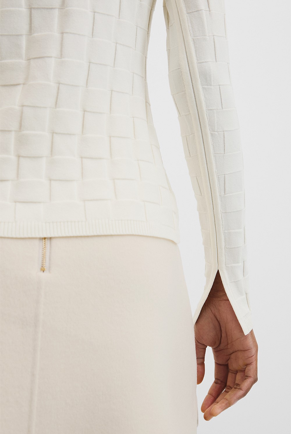 Basketweave Long Sleeve Knit