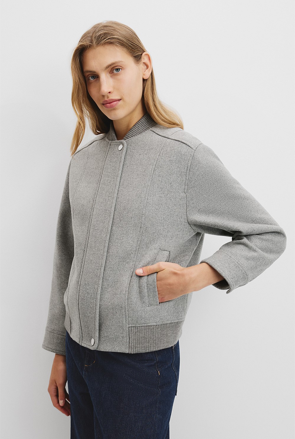 Wool Blend Bomber Jacket