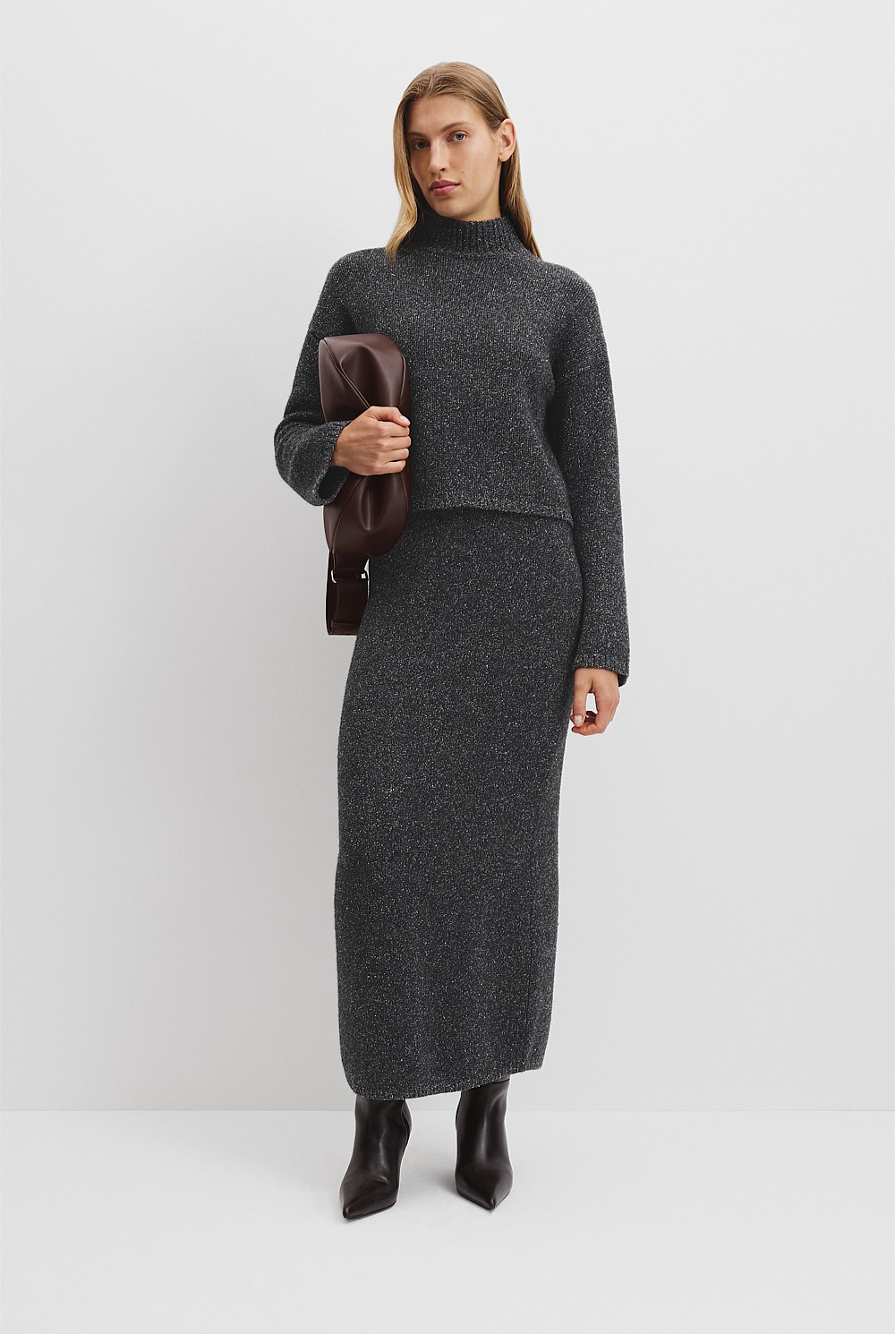 Melange Knit Mock Knit