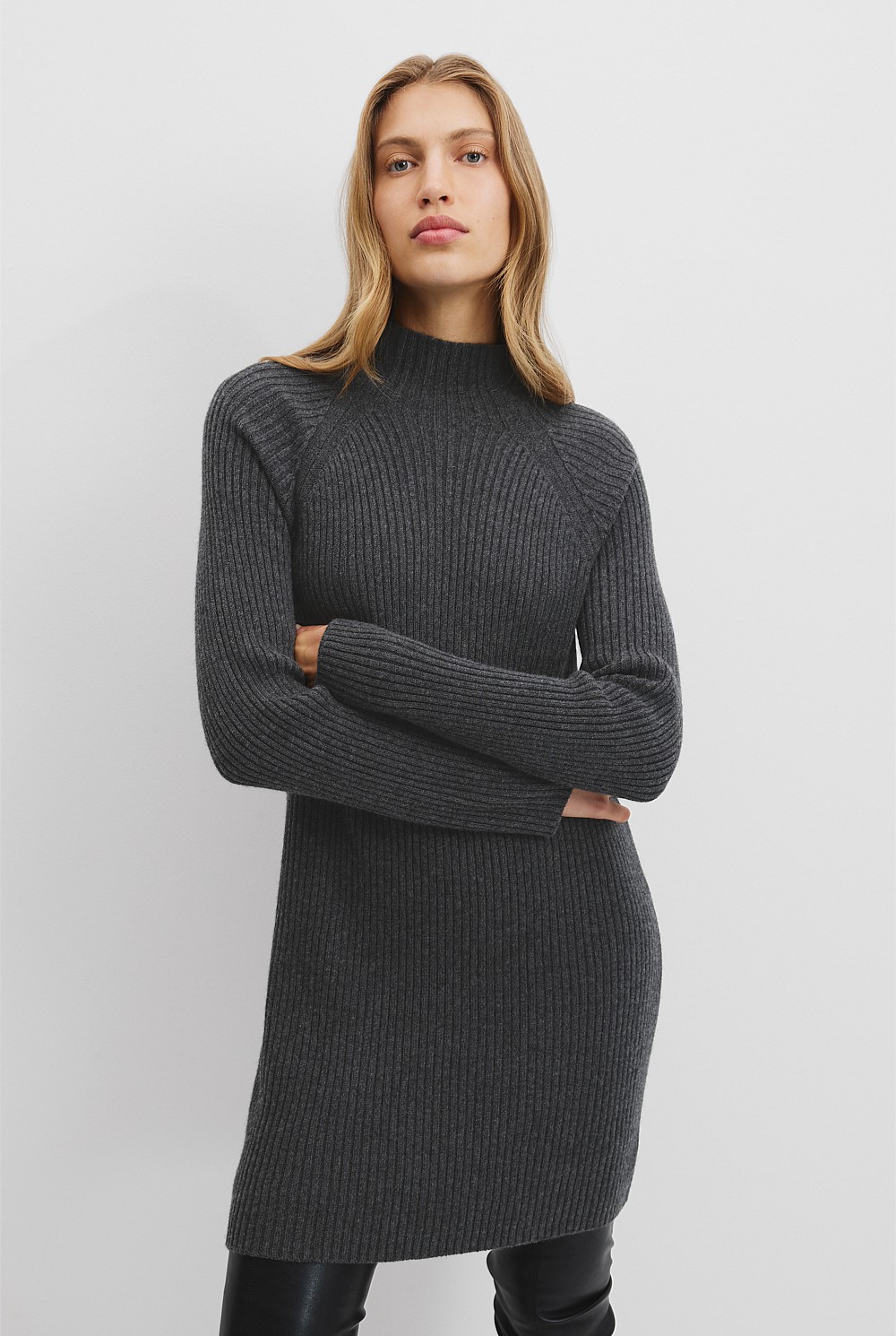 Organically Grown Cotton Blend Knit Mini Dress