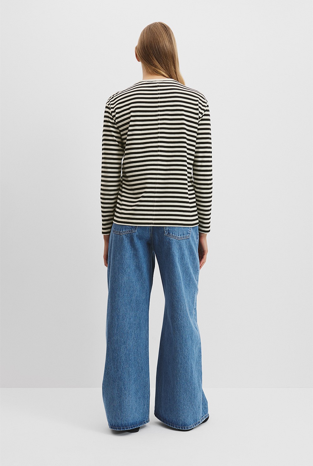 Australian Good Earth Cotton Stripe Long Sleeve Top