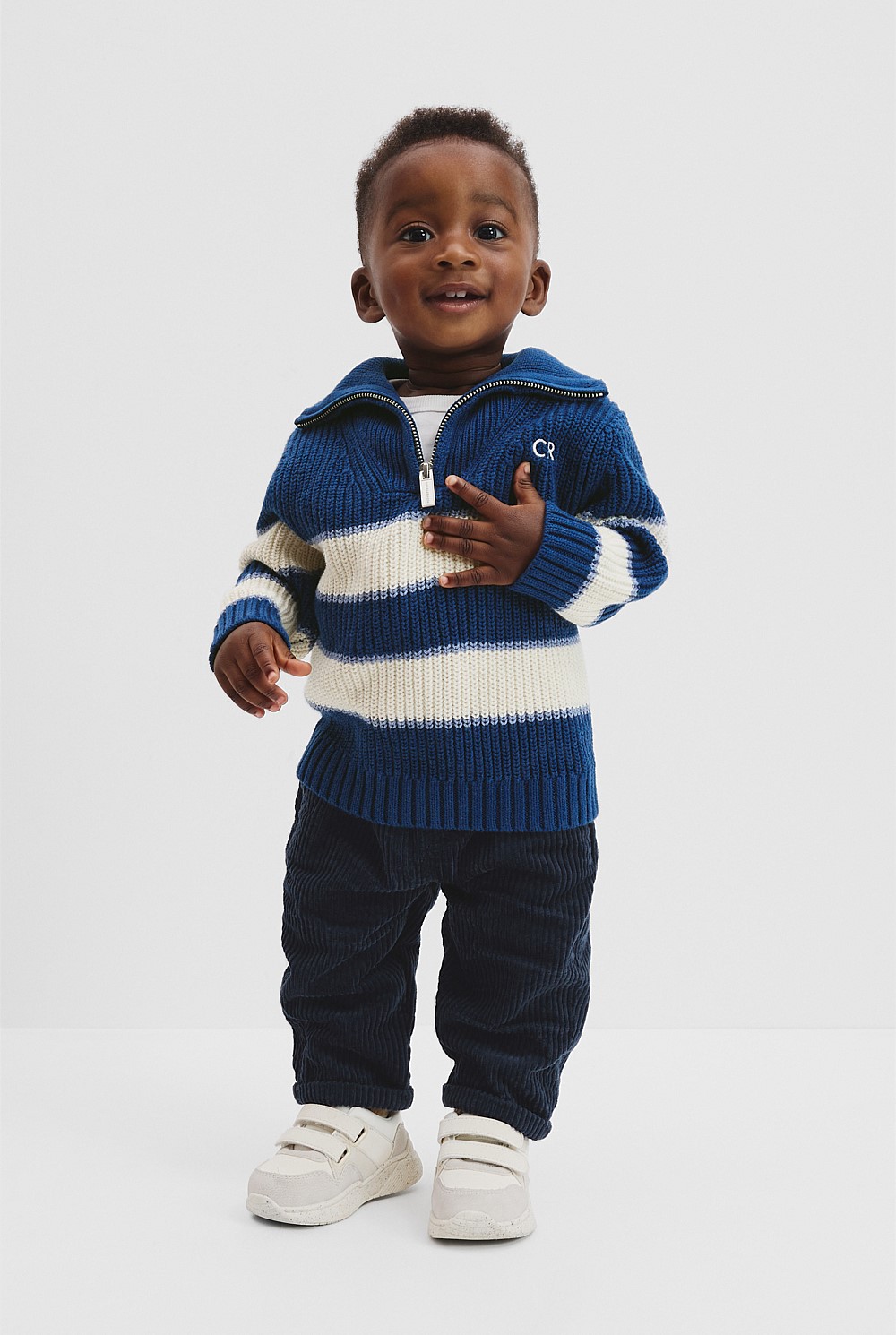 Organically Grown Cotton Blend Stripe Zip Knit