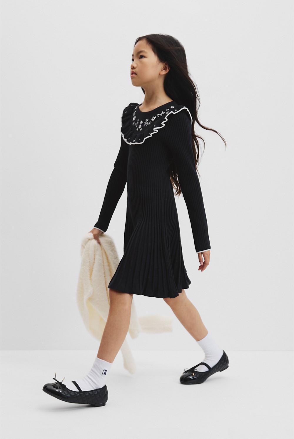 Embroidered Knit Dress