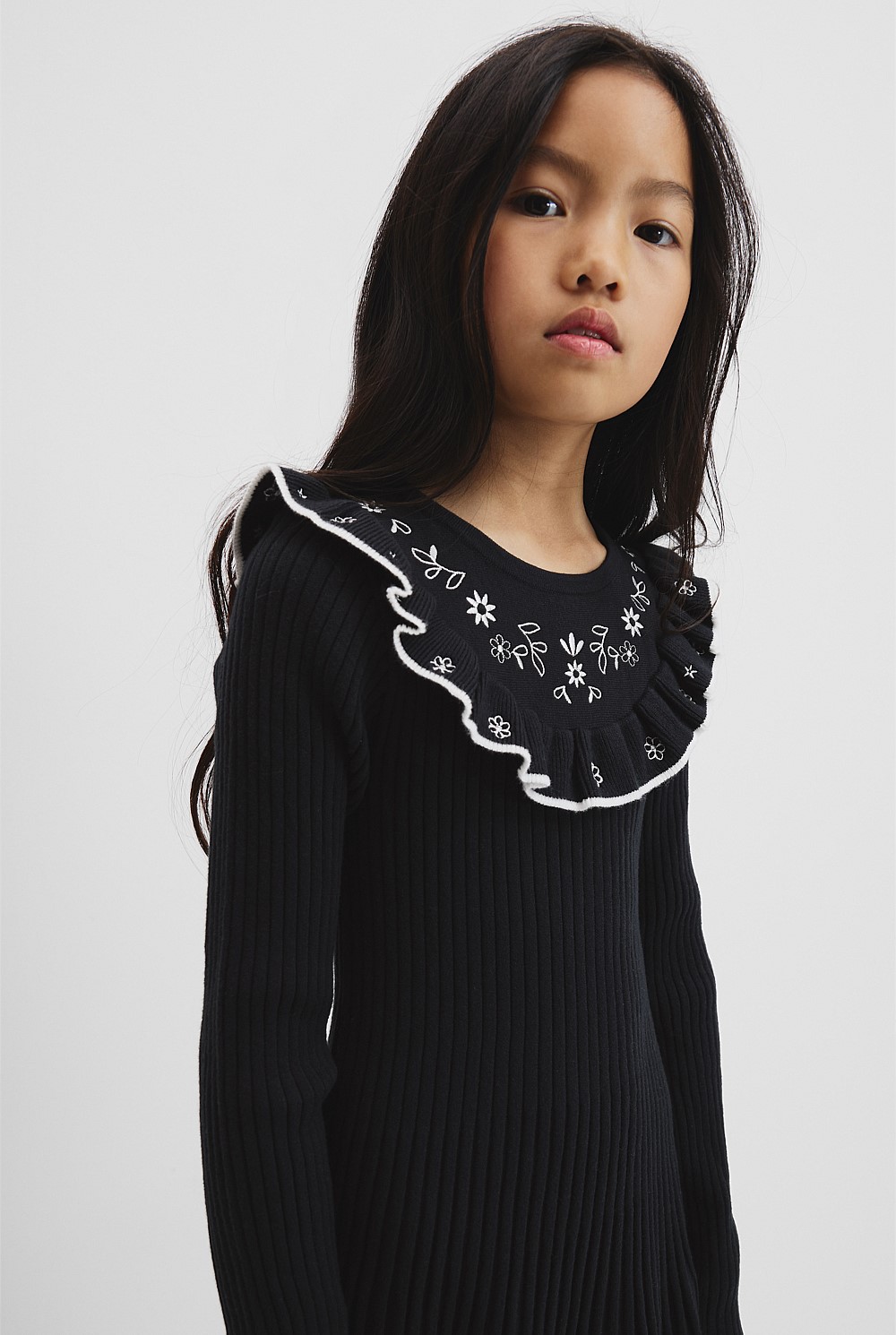 Embroidered Knit Dress