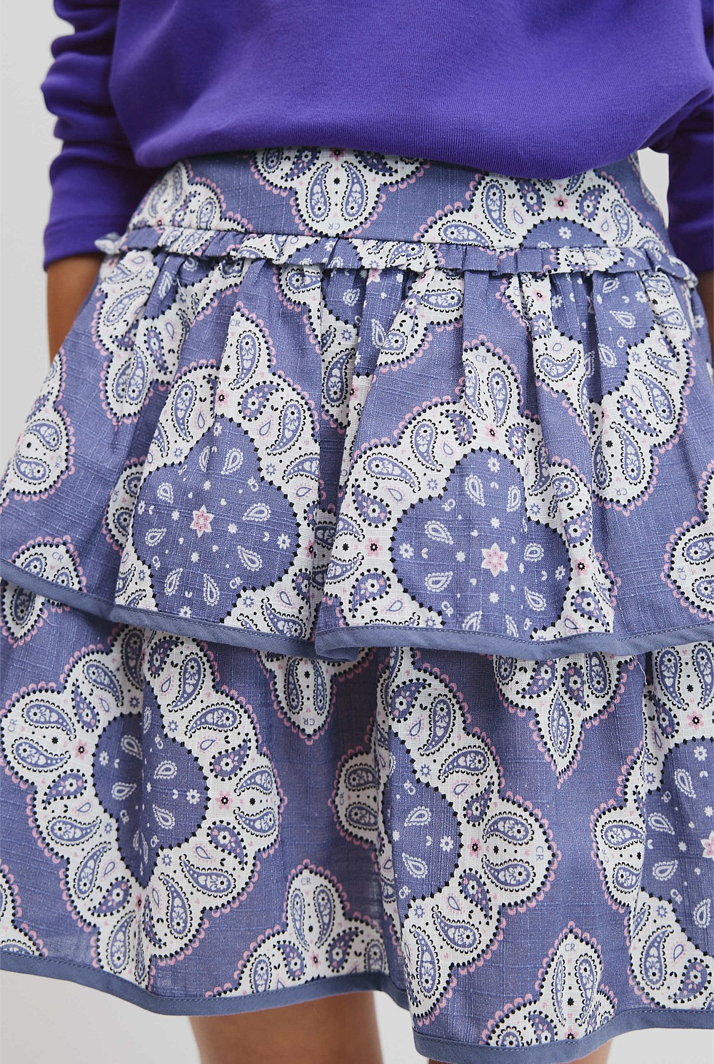 Organically Grown Cotton Paisley Flounce Skirt