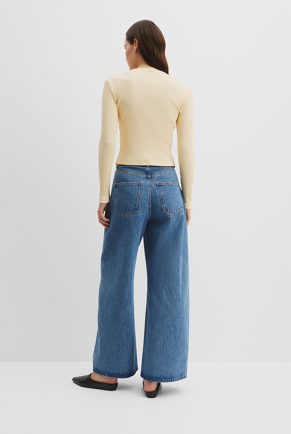 Australian Cotton Long Sleeve Fitted Rib Top