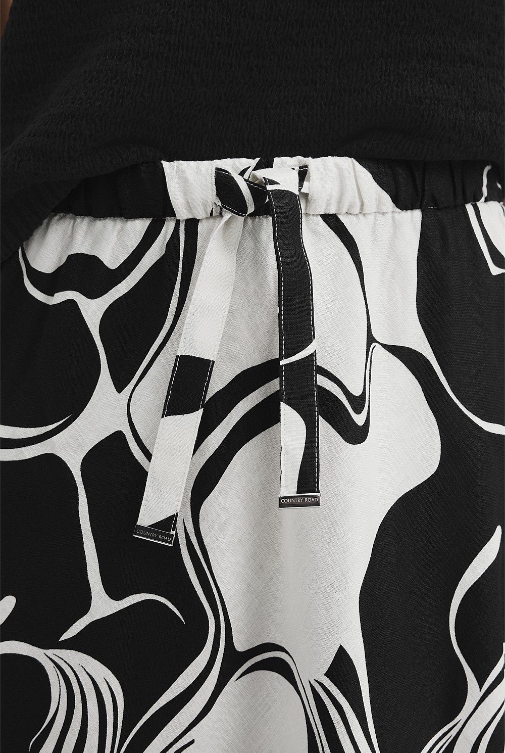 Organically Grown Linen Printed Column Skirt
