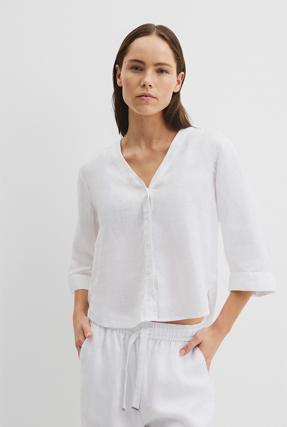 Organically Grown Linen 3/4 Sleeve Linen Shirt