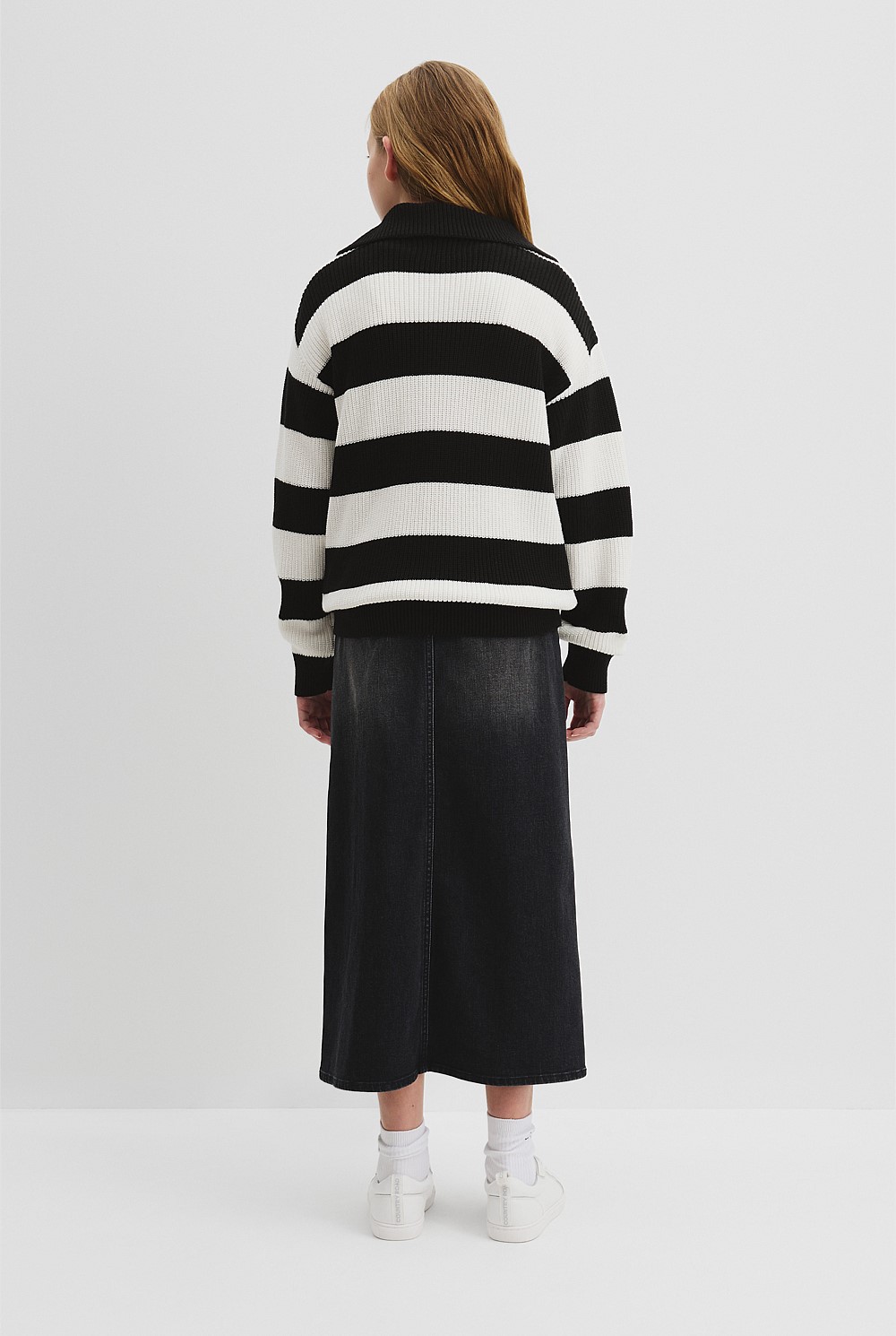 Teen Half Zip Stripe Knit