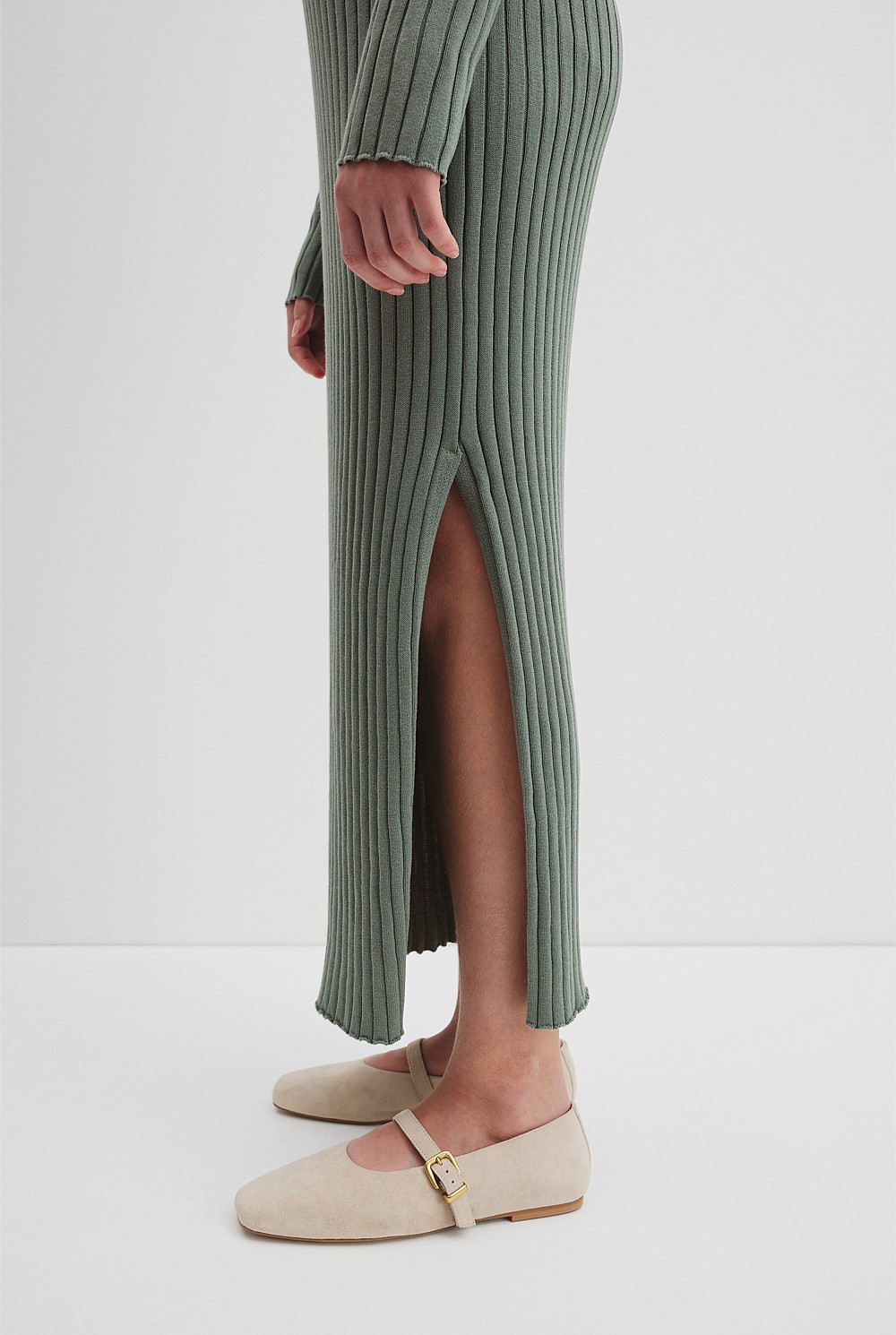 Teen Organically Grown Cotton Rib Knit Midi Skirt