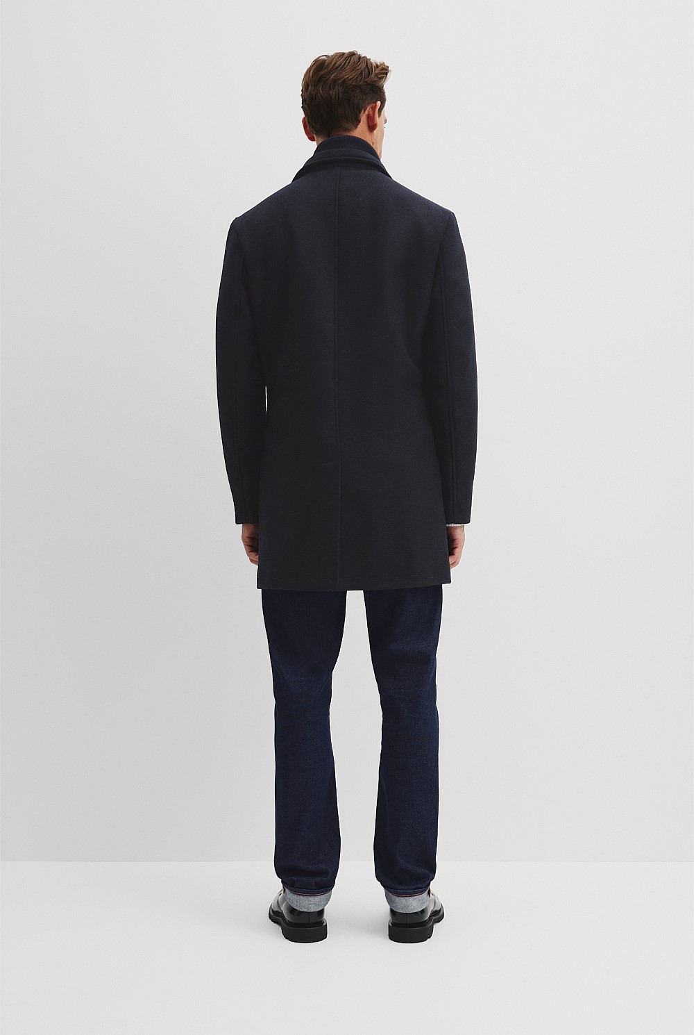 Recycled Wool Funnel Neck Coat