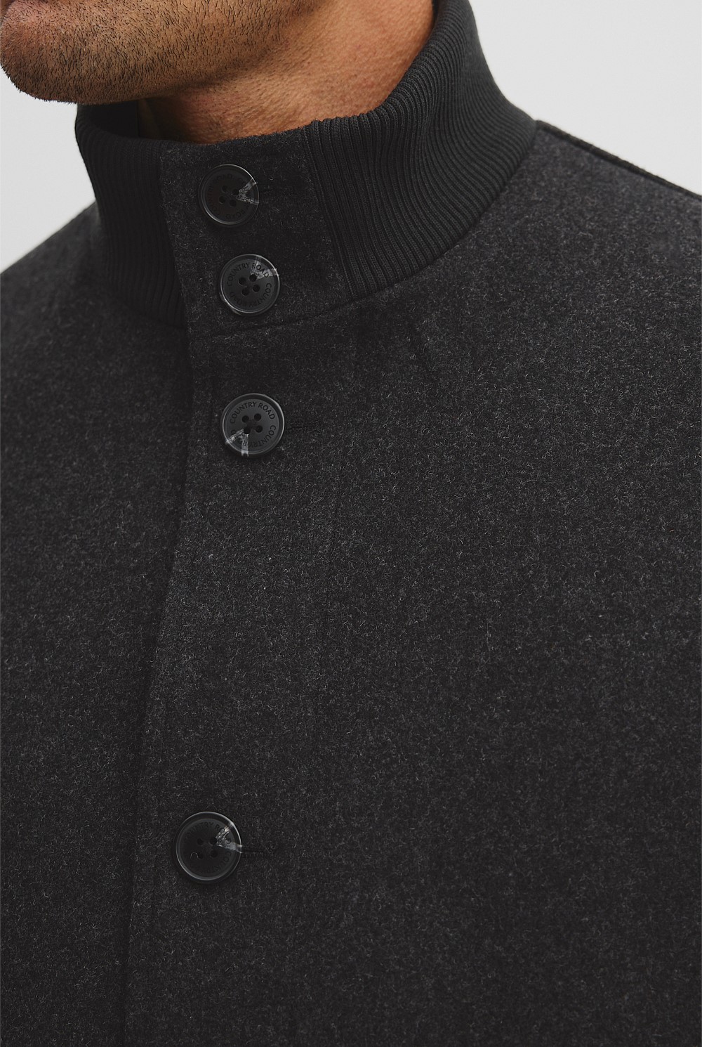 Rectangular Wool Fnl Nck Jacket