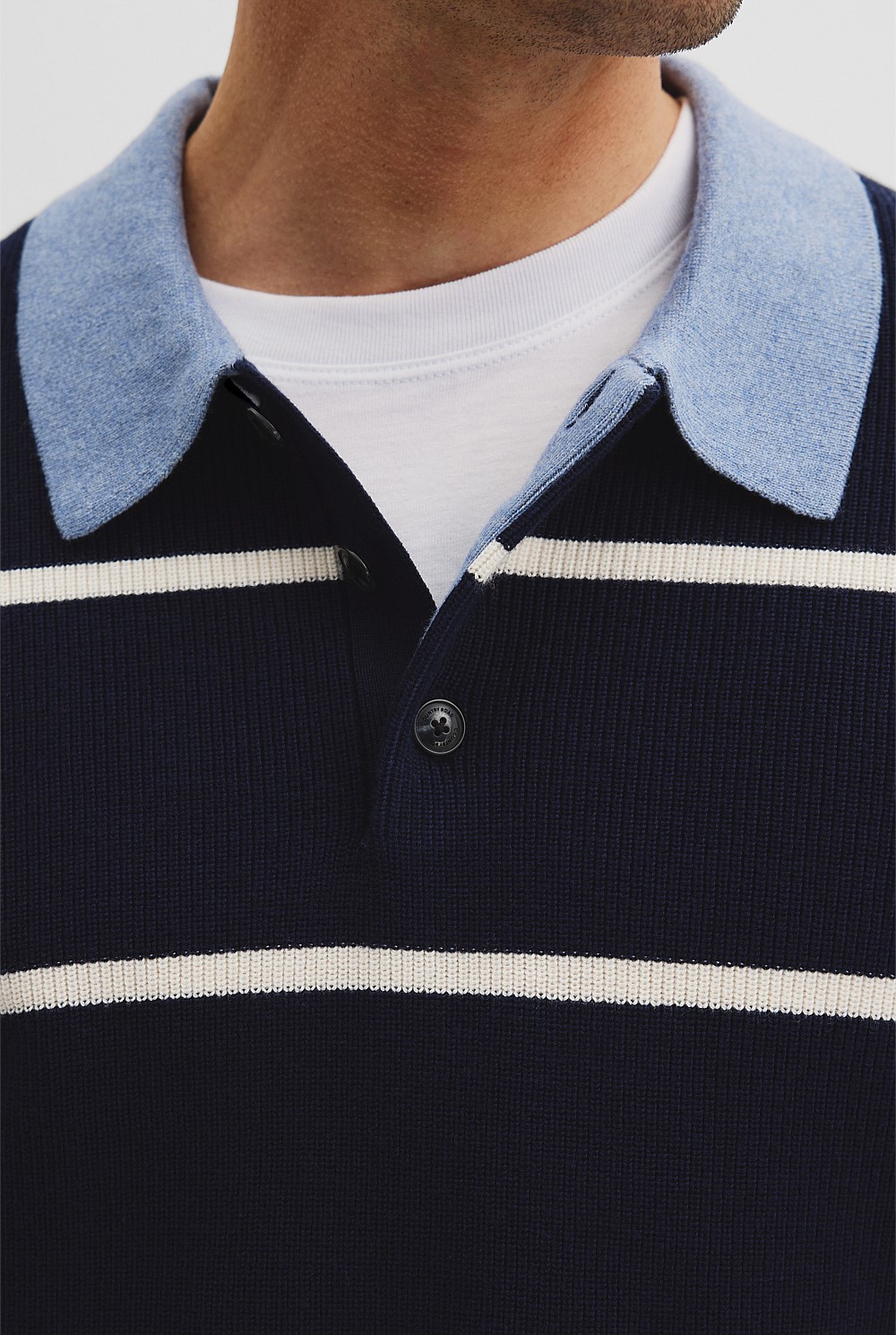 Cotton Silk Rib Stripe Polo