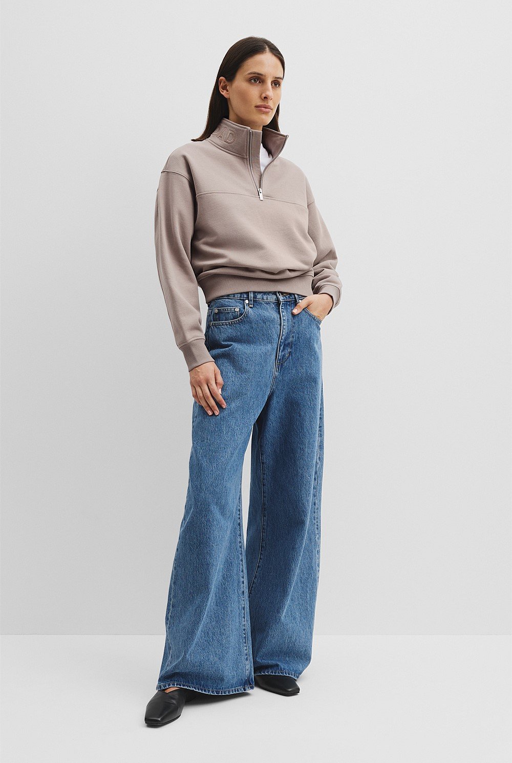 Australian Cotton Logo Neck Zip Sweat