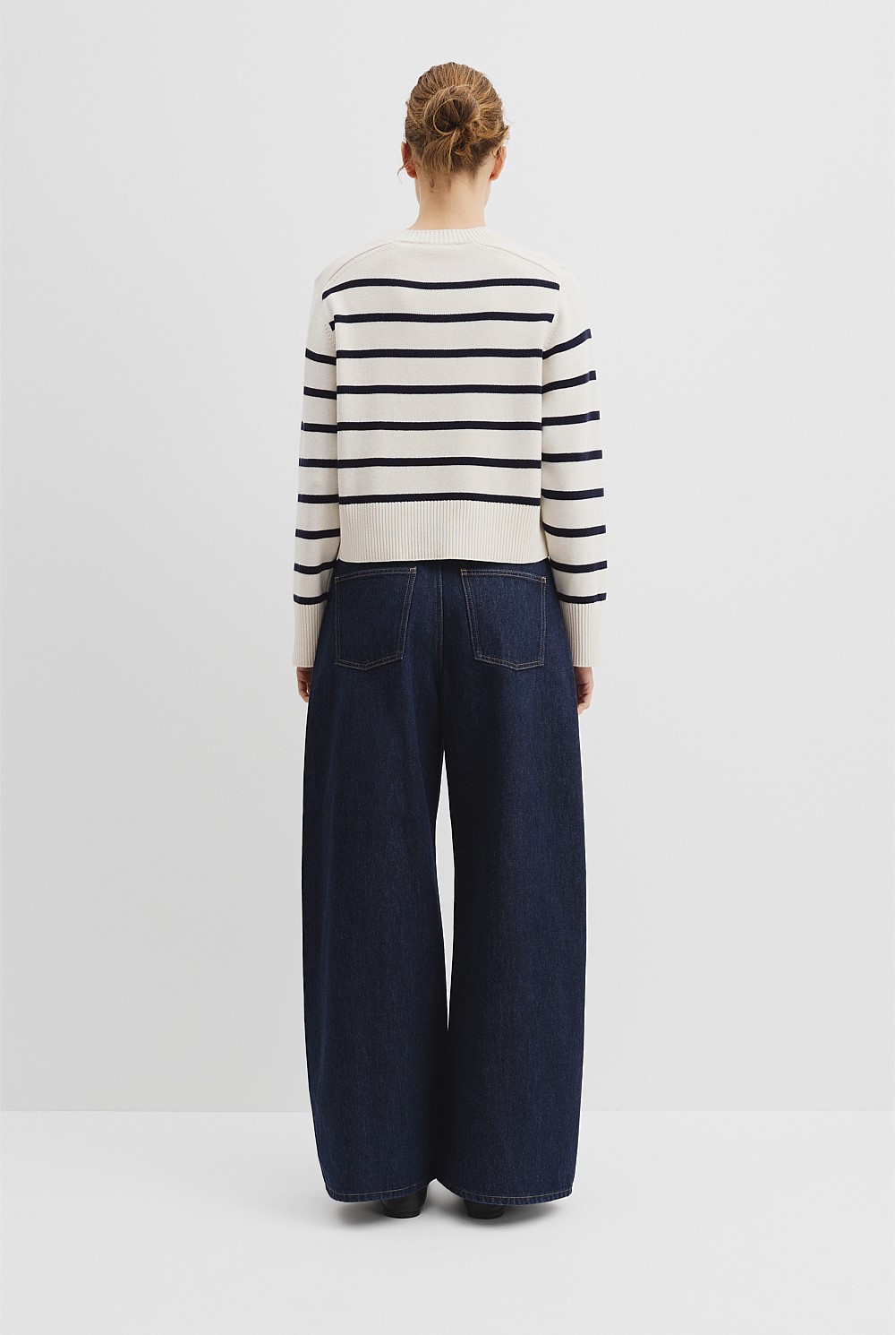 Organically Grown Cotton Blend Crop Crew Neck Knit
