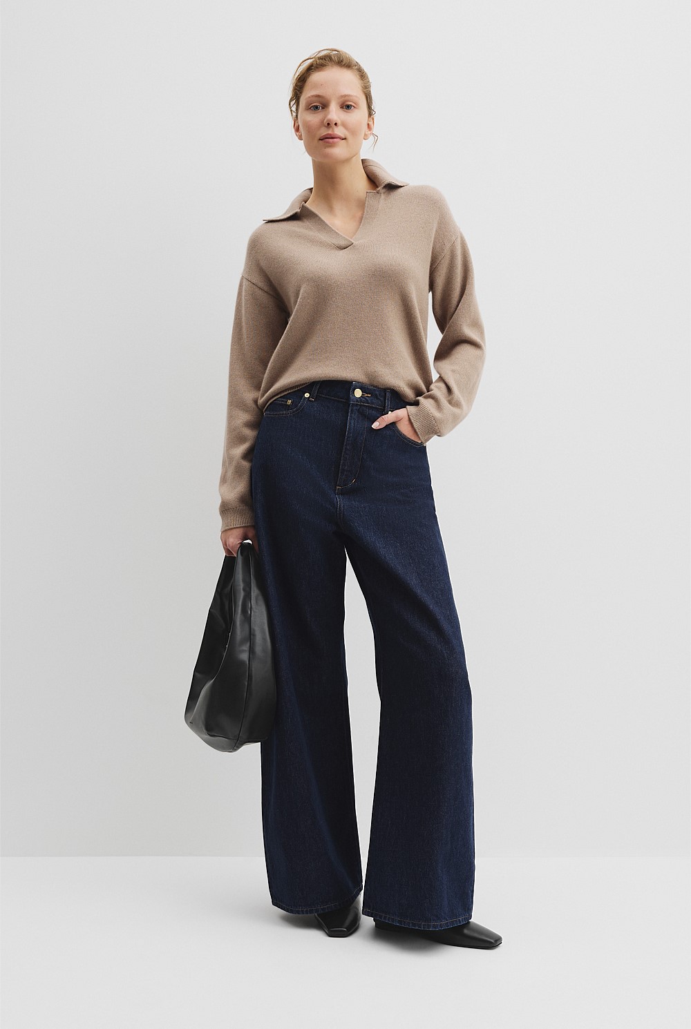 Wool Cashmere Collared Knit Sweater