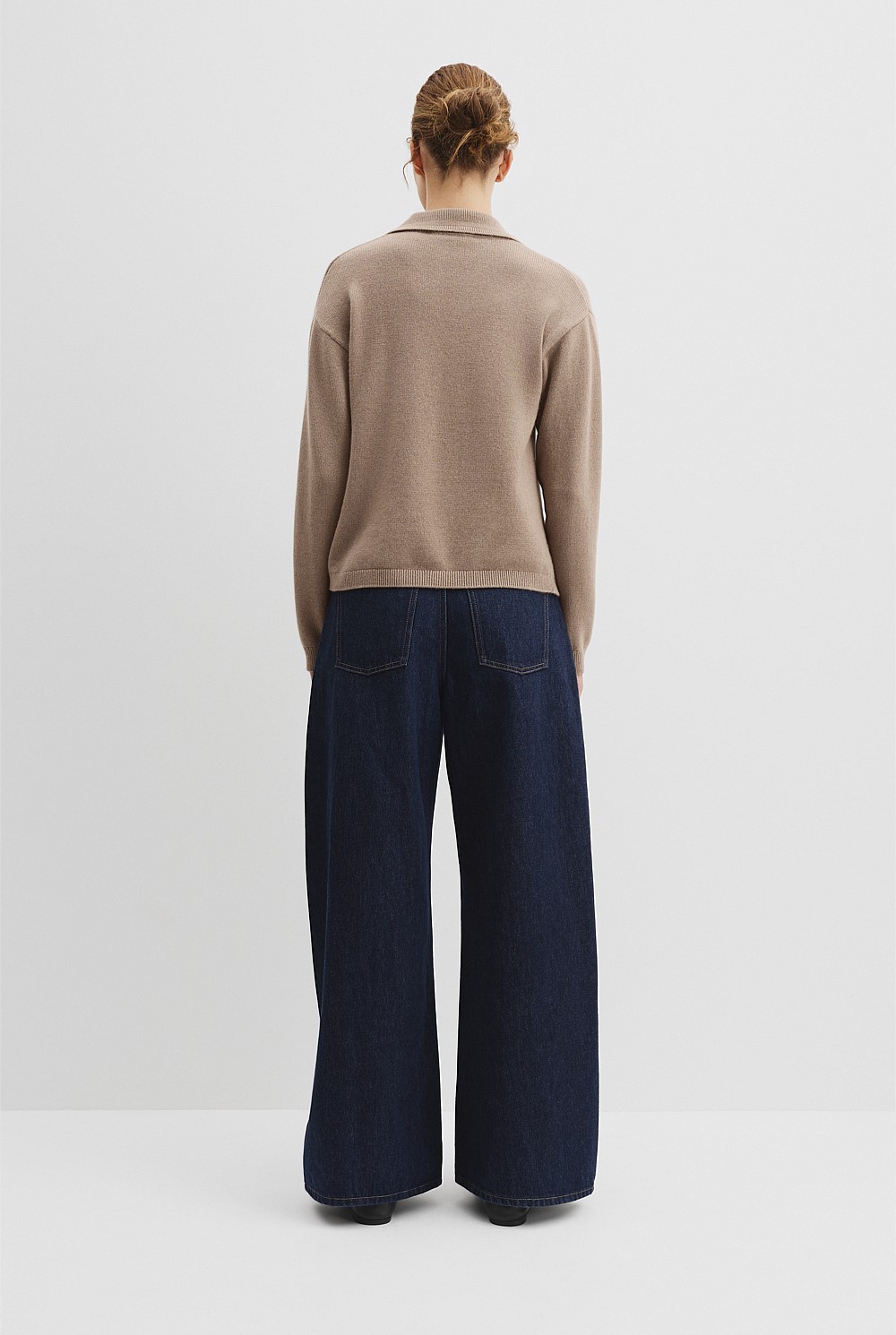 Wool Cashmere Collared Knit Sweater