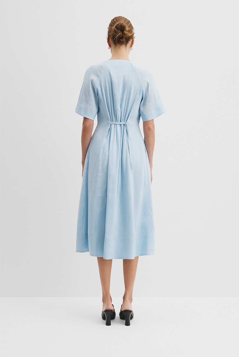 Organically Grown Linen Tuck Detail Shirt Dress