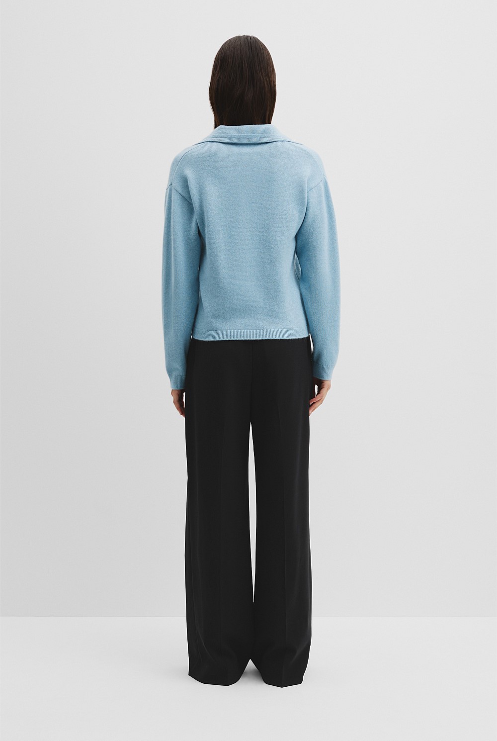 Wool Cashmere Collared Knit Sweater