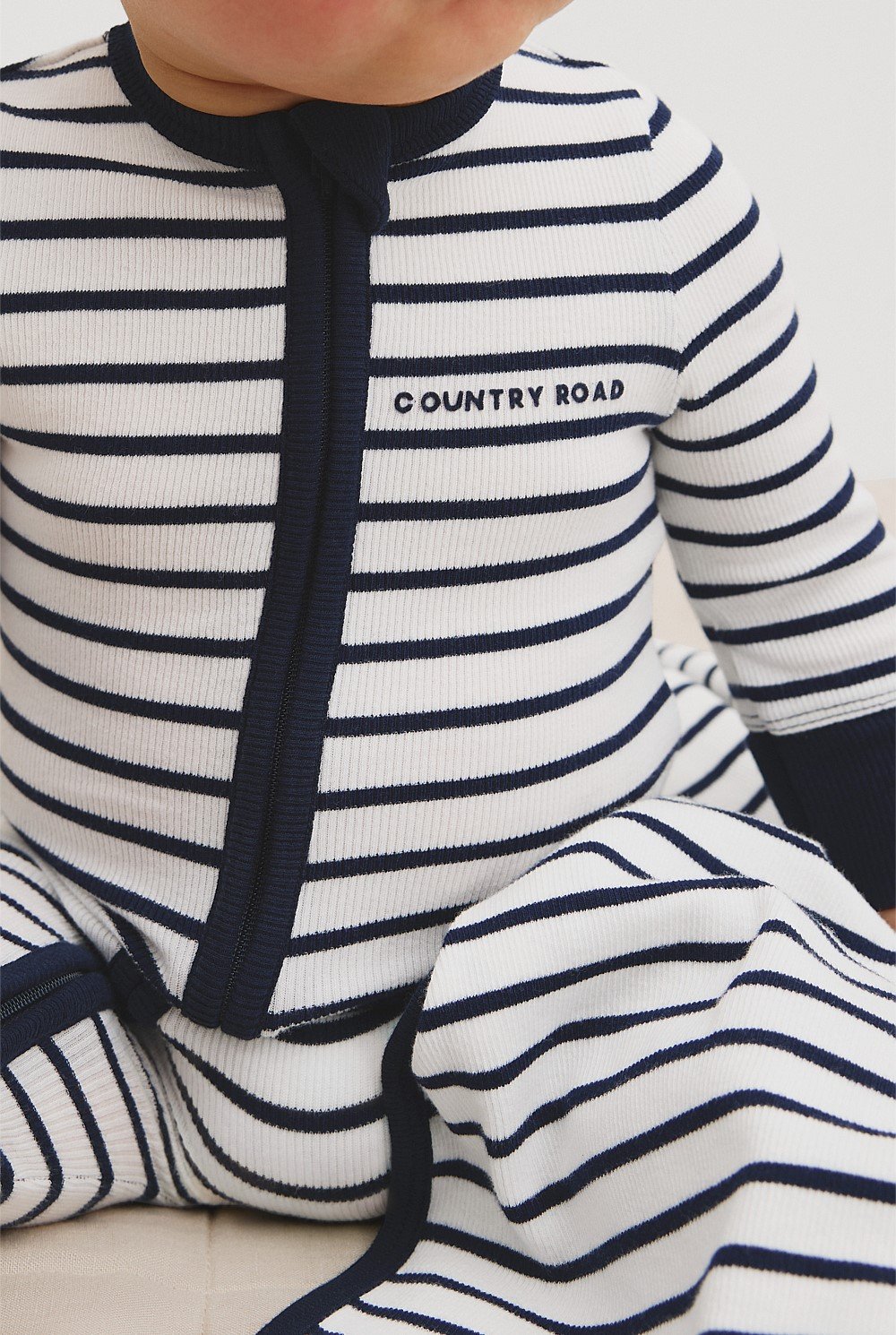 Organically Grown Cotton Stripe Rib Jumpsuit